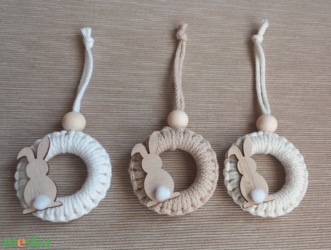 Makramé húsvéti karika - ünnepi díszek, dekorációk - húsvéti díszek és dekorációk - húsvéti tojásfadíszek - Meska.hu