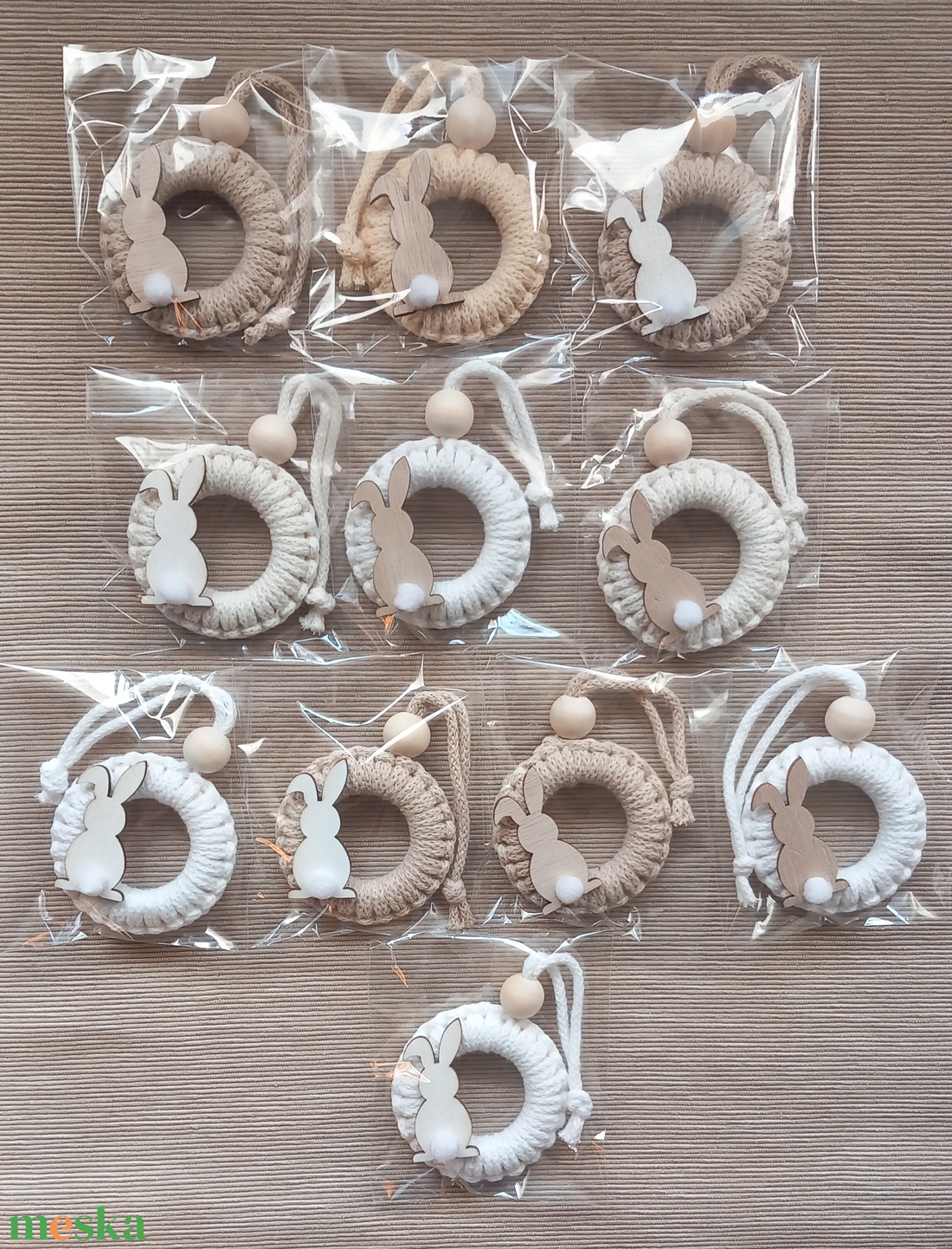 Makramé húsvéti karika - ünnepi díszek, dekorációk - húsvéti díszek és dekorációk - húsvéti tojásfadíszek - Meska.hu