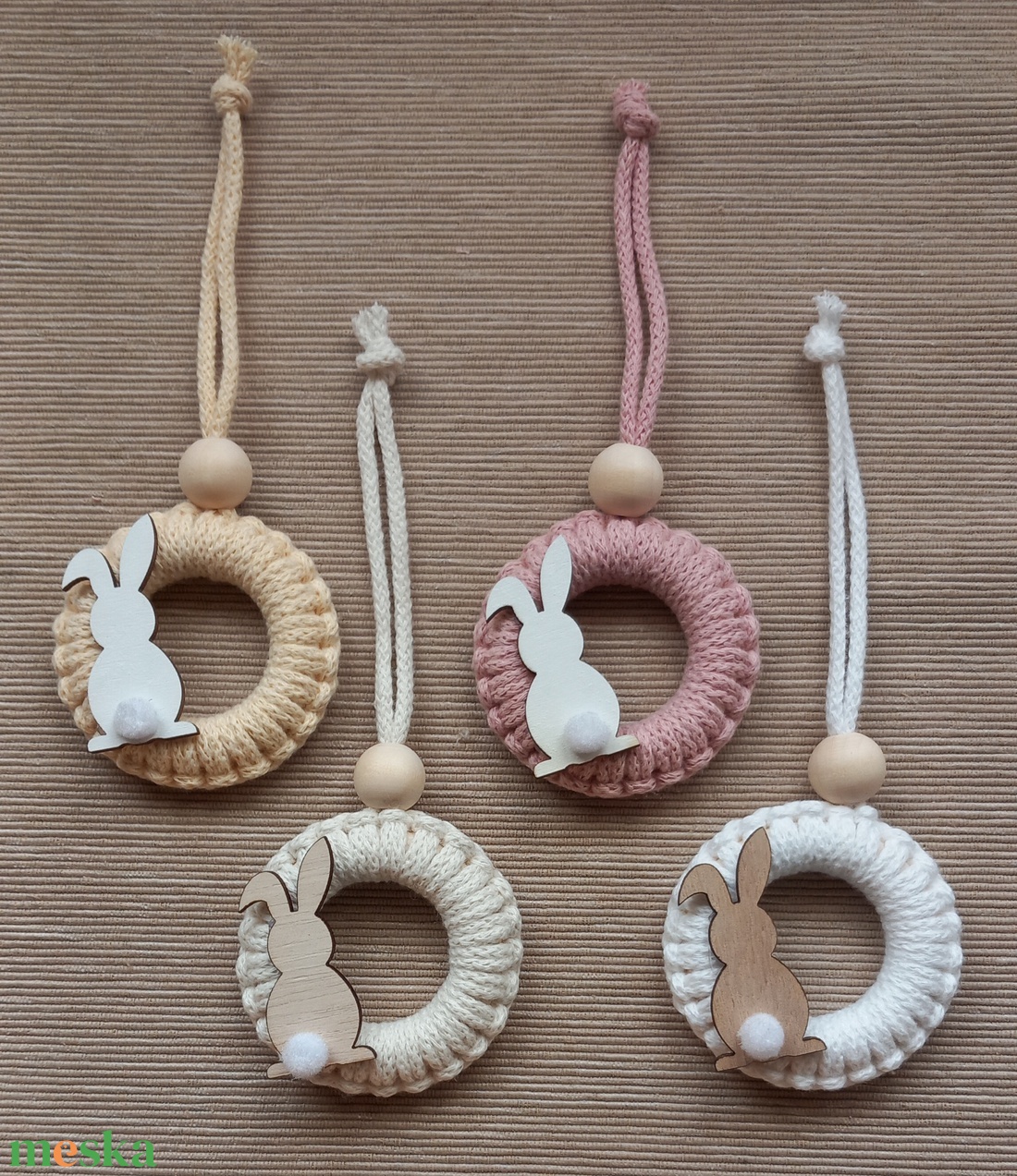 Makramé húsvéti karika - ünnepi díszek, dekorációk - húsvéti díszek és dekorációk - húsvéti tojásfadíszek - Meska.hu
