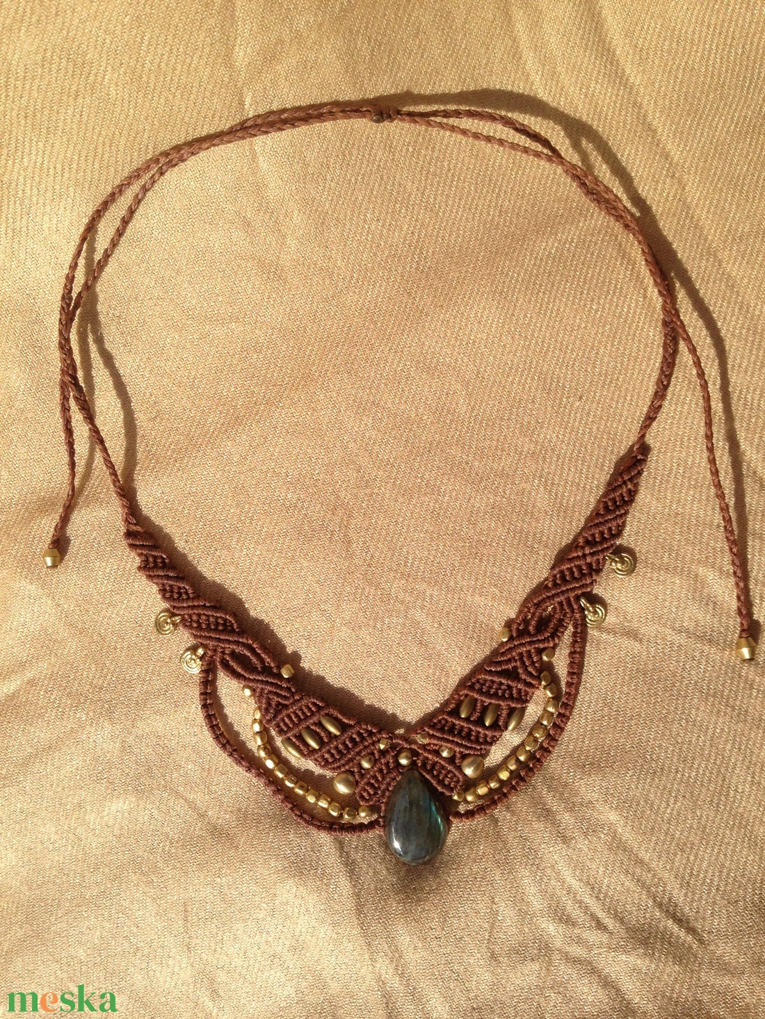 Tribal labradorit  makramé nyaklánc/ fejdísz tiara -  - Meska.hu