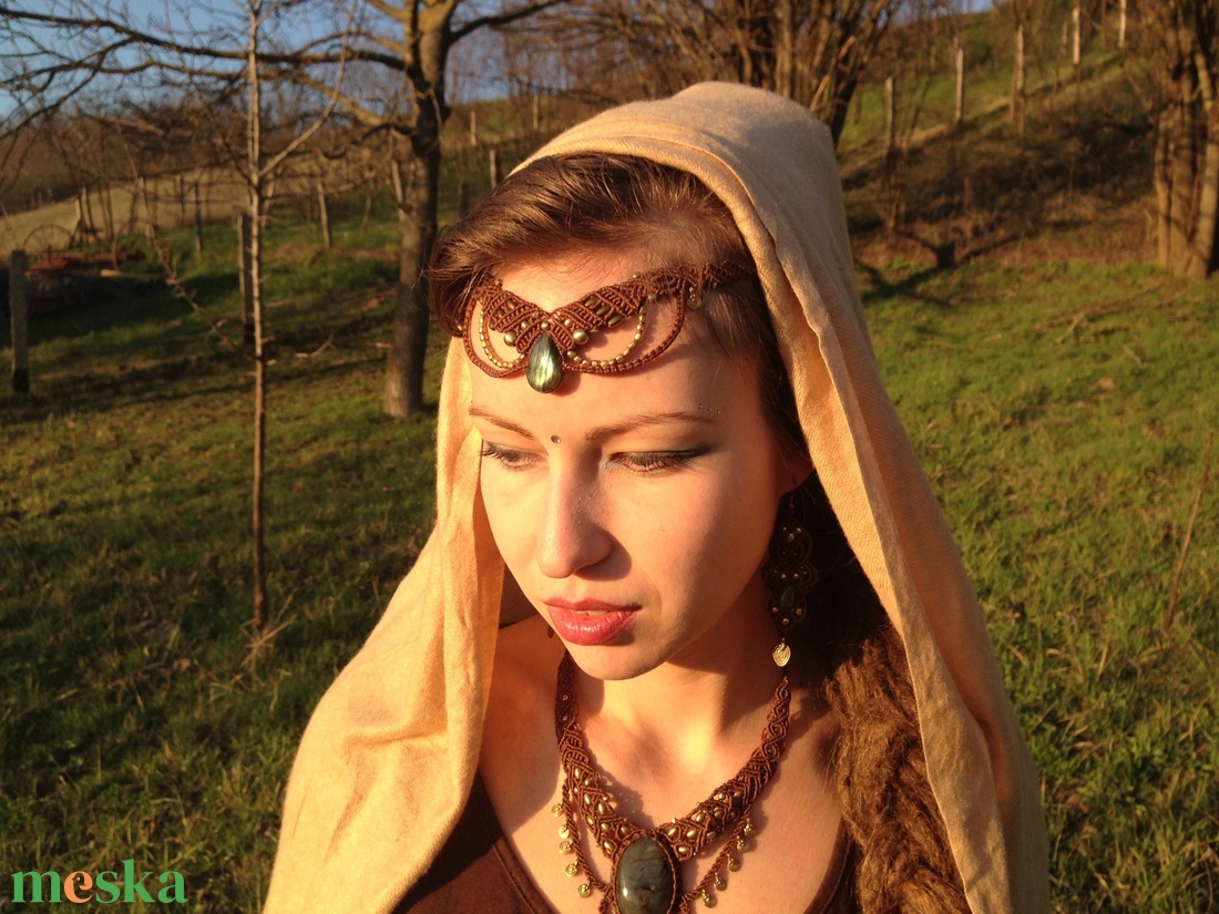 Tribal labradorit  makramé nyaklánc/ fejdísz tiara -  - Meska.hu