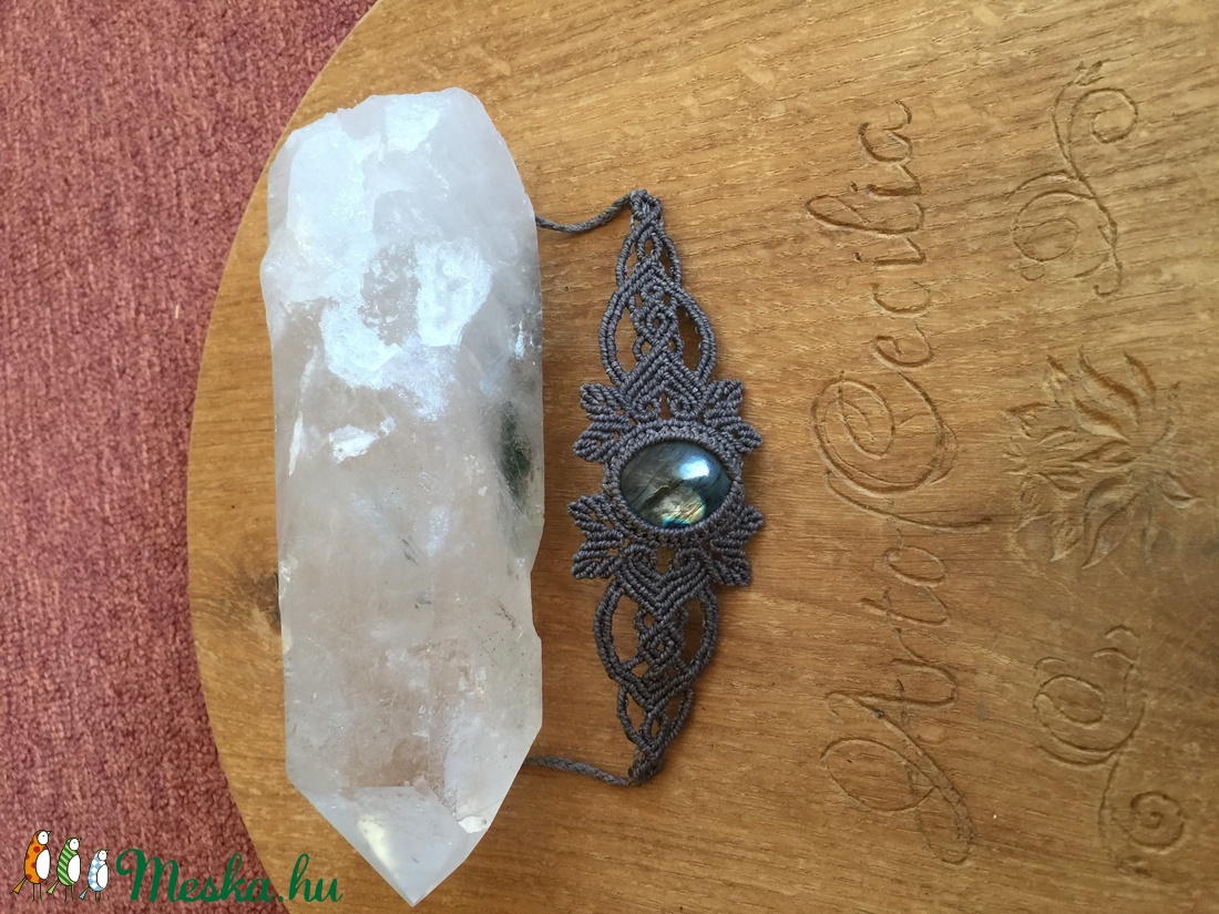 Labradorit féldágaköves makramé karkötő Türkiz csomózott karkötő - ékszer - Meska.hu