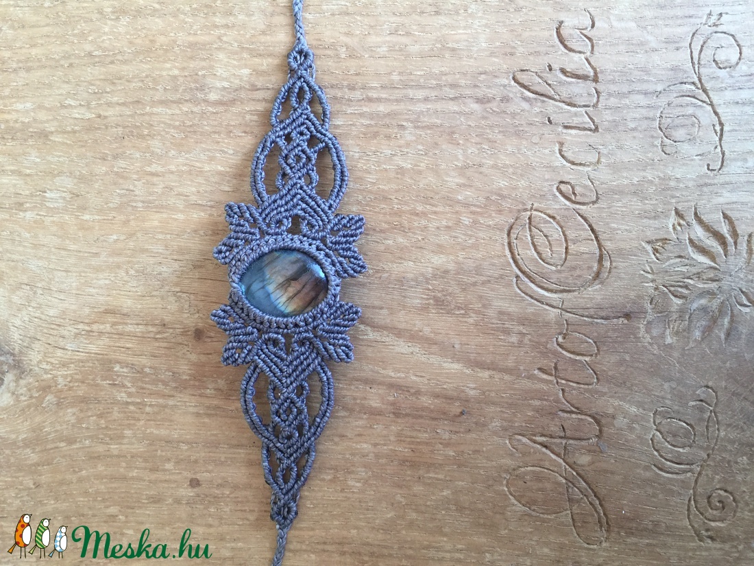 Labradorit féldágaköves makramé karkötő Türkiz csomózott karkötő - ékszer - Meska.hu