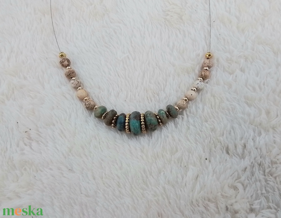 Eredeti tibeti Türkiz köves makramé nyakék - ékszer - nyaklánc - nyakpánt, gallér - Meska.hu