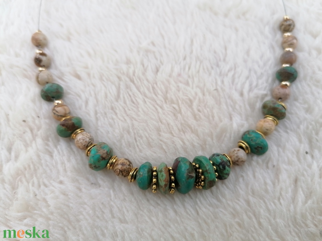 Eredeti tibeti Türkiz köves makramé nyakék - ékszer - nyaklánc - nyakpánt, gallér - Meska.hu