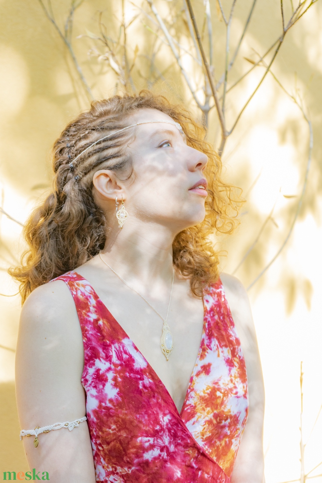 Labradorit köves mikromakramé fejdisz / rövid nyaklánc. Csomózott nyakék. Hastánc ékszer. Szakrális tánc homlokdísz - ékszer - lábdísz és testékszer - piercing, fejdísz - Meska.hu