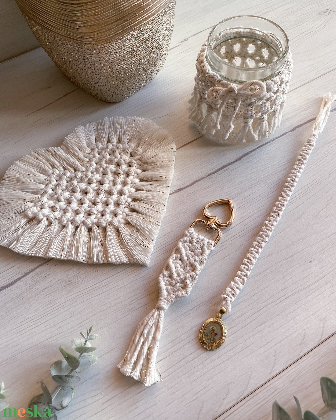 Makramé szett - táska & tok - kulcstartó & táskadísz - kulcstartó - Meska.hu