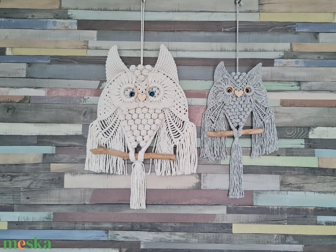 Makramé bagoly - otthon & életmód - dekoráció - fali és függő dekoráció - függődísz - Meska.hu