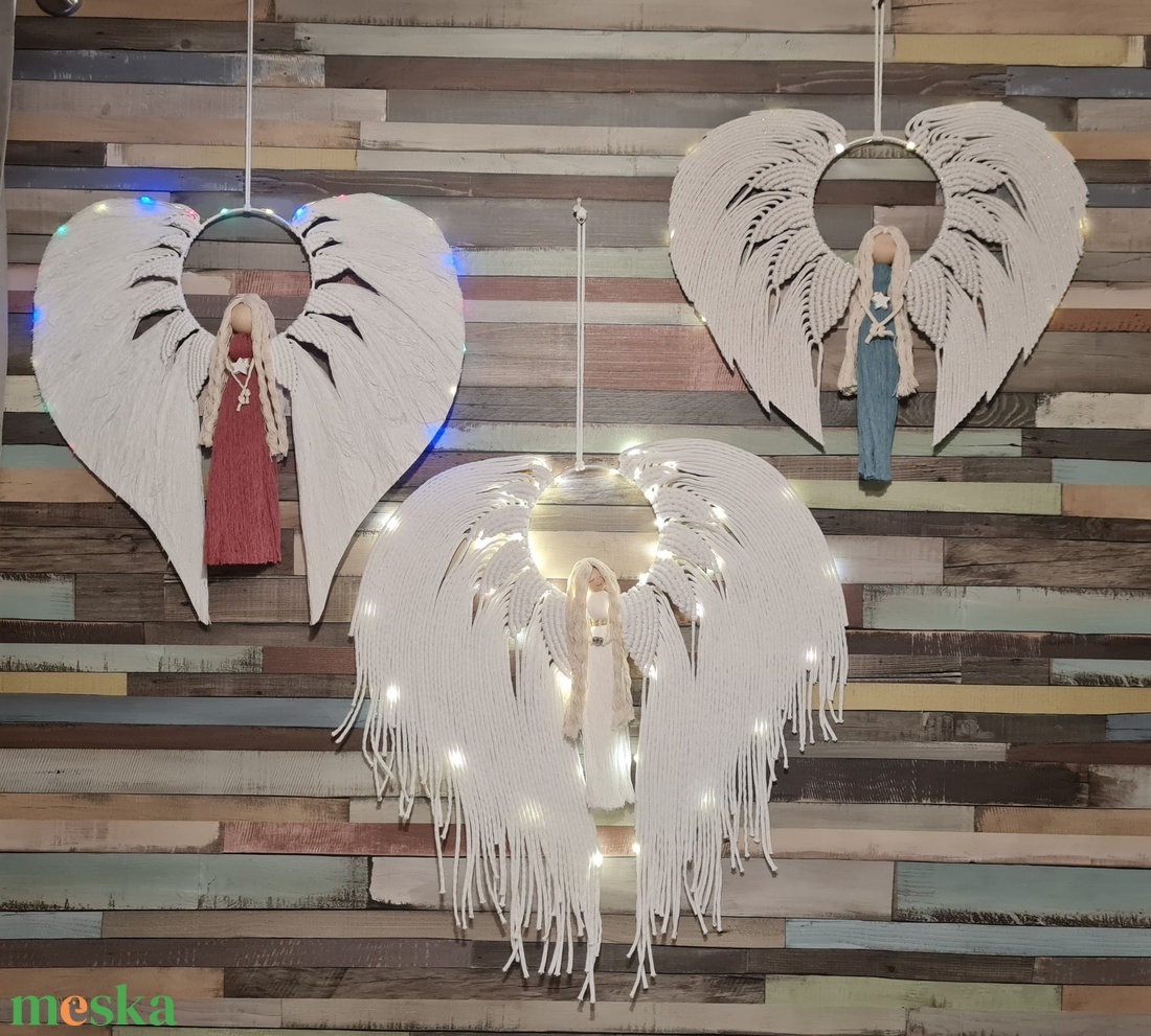 Makramé angyal - karácsony - karácsonyi lakásdekoráció - karácsonyi lakásdíszek - Meska.hu