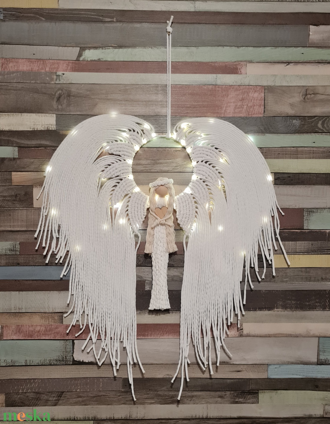 Makramé angyal - karácsony - karácsonyi lakásdekoráció - karácsonyi lakásdíszek - Meska.hu