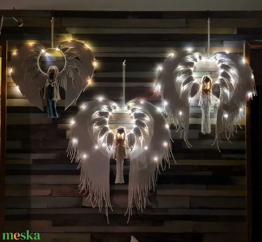 Makramé angyal - karácsony - karácsonyi lakásdekoráció - karácsonyi lakásdíszek - Meska.hu