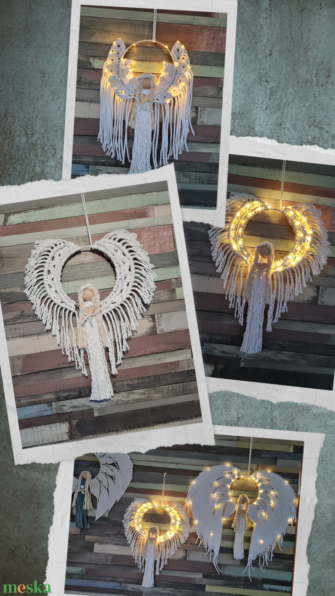 Makramé angyal - karácsony - karácsonyi lakásdekoráció - karácsonyi lakásdíszek - Meska.hu