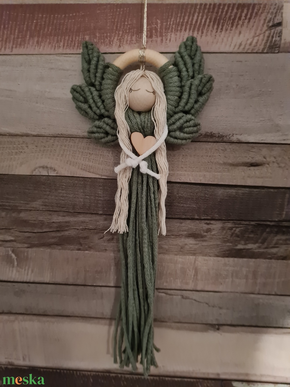 Makramé angyal - karácsony - karácsonyi lakásdekoráció - karácsonyi lakásdíszek - Meska.hu