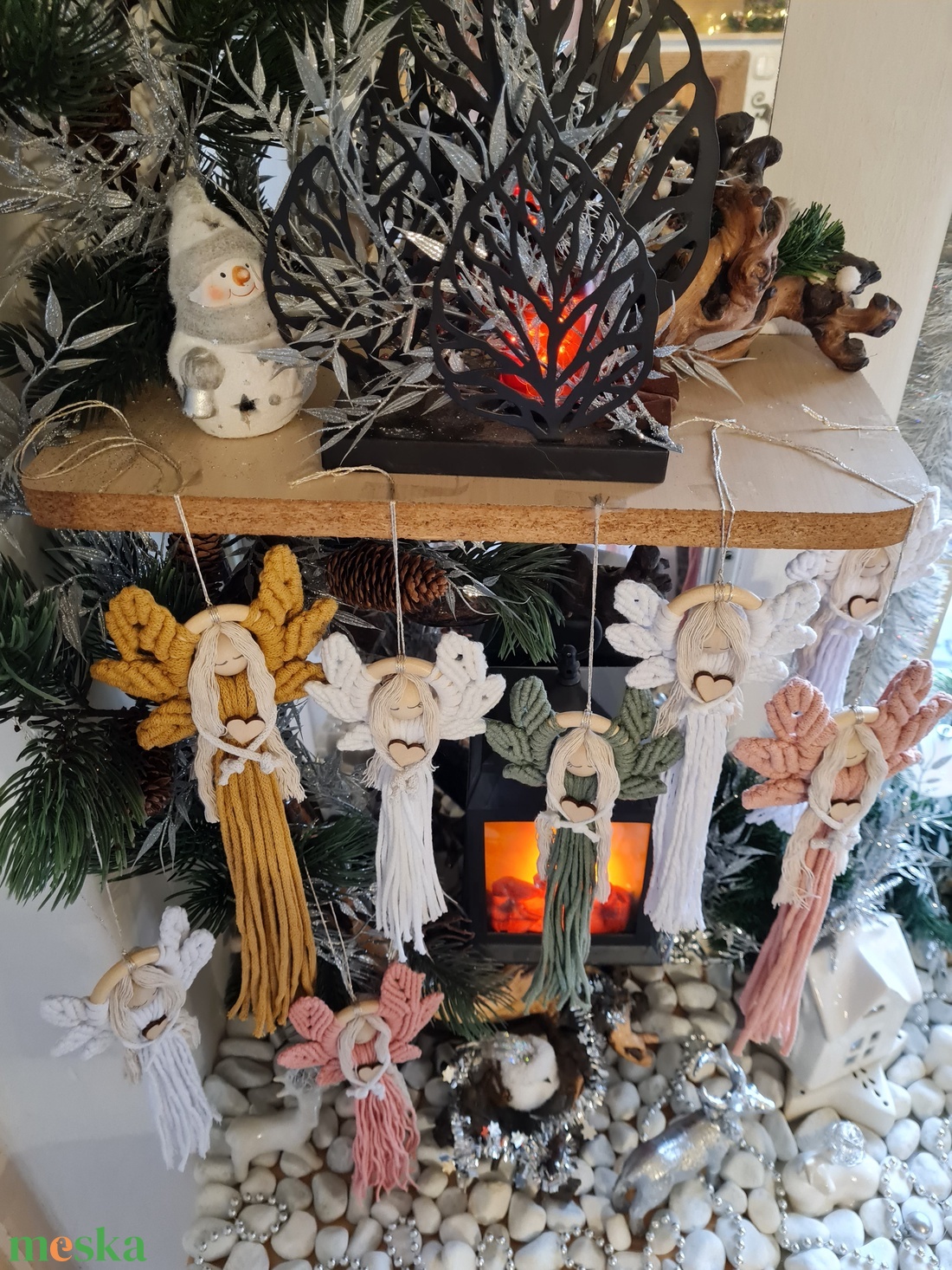 Makramé angyal - karácsony - karácsonyi lakásdekoráció - karácsonyi lakásdíszek - Meska.hu