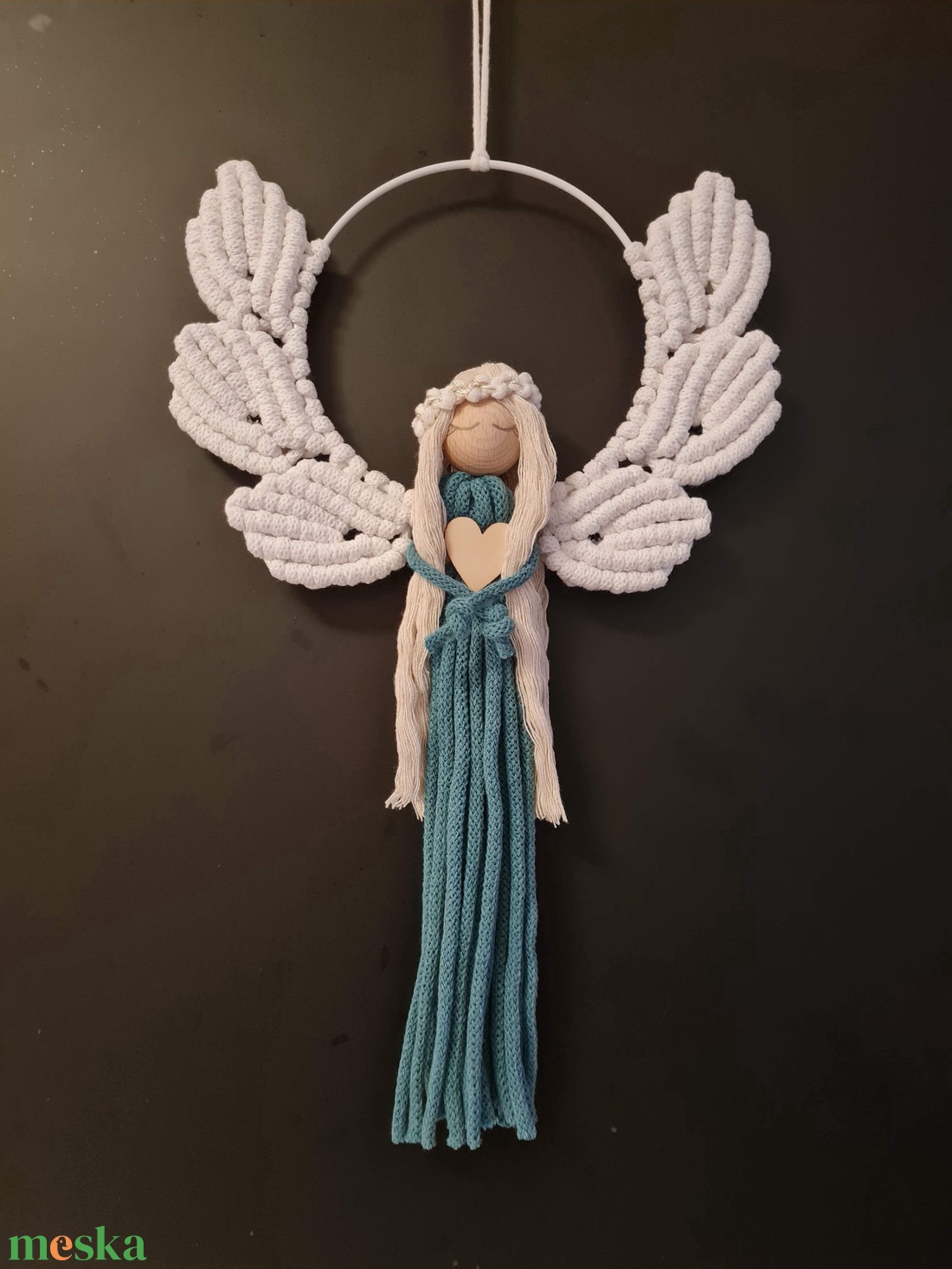 Makramé angyal - karácsony - karácsonyi lakásdekoráció - karácsonyi lakásdíszek - Meska.hu