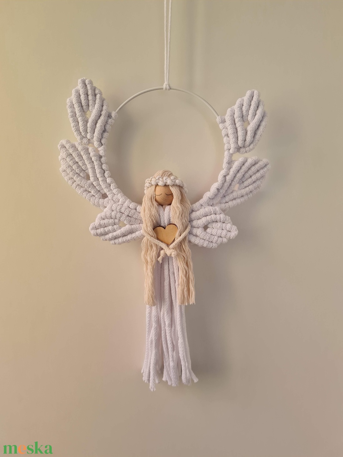 Makramé angyal - karácsony - karácsonyi lakásdekoráció - karácsonyi lakásdíszek - Meska.hu