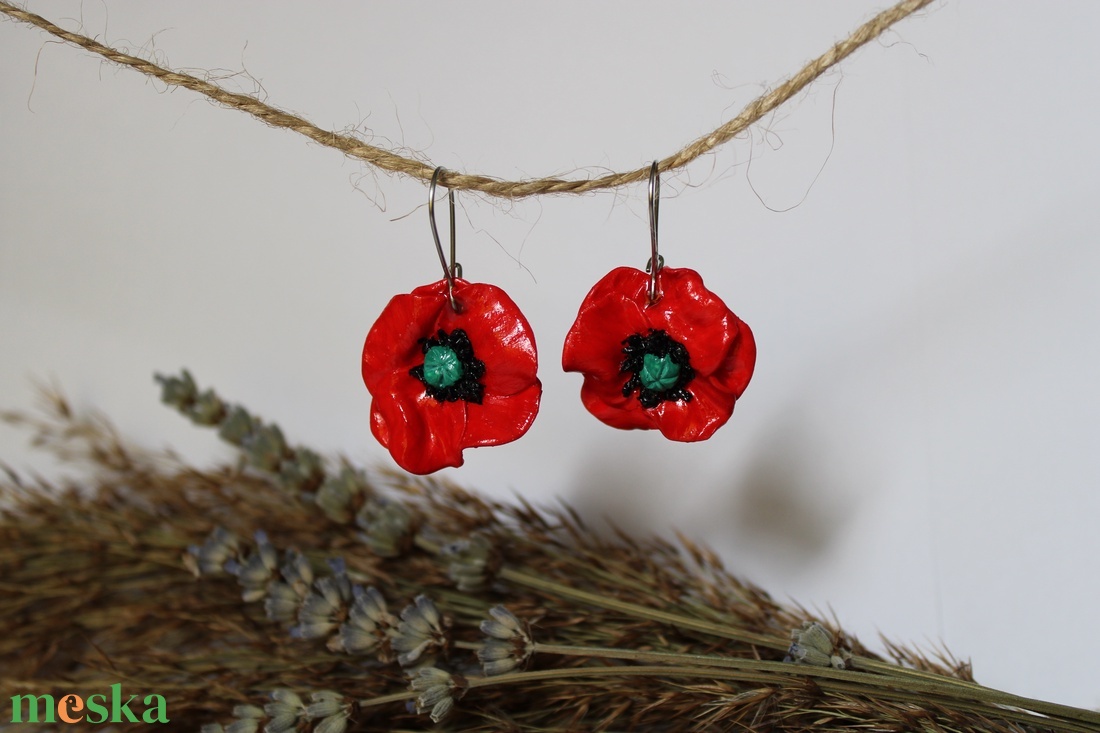 Poppy (Pipacs) - ékszer - fülbevaló - lógó fülbevaló - Meska.hu