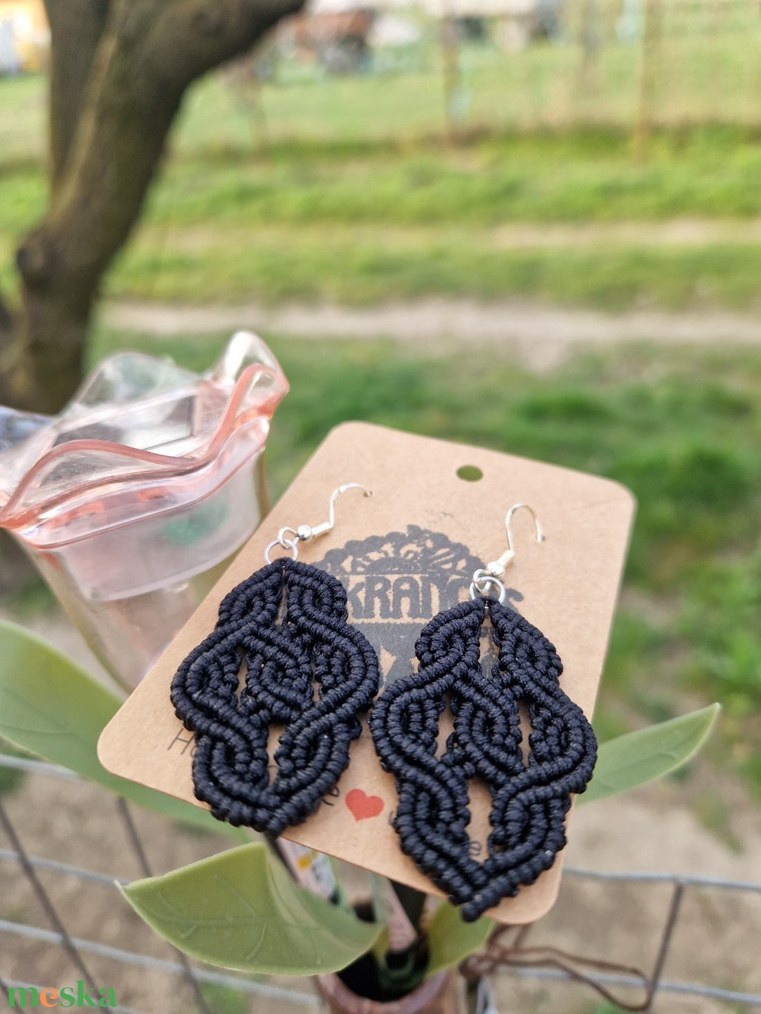 Kelta mintás fekete fülbevaló  - ékszer - fülbevaló - lógó fülbevaló - Meska.hu