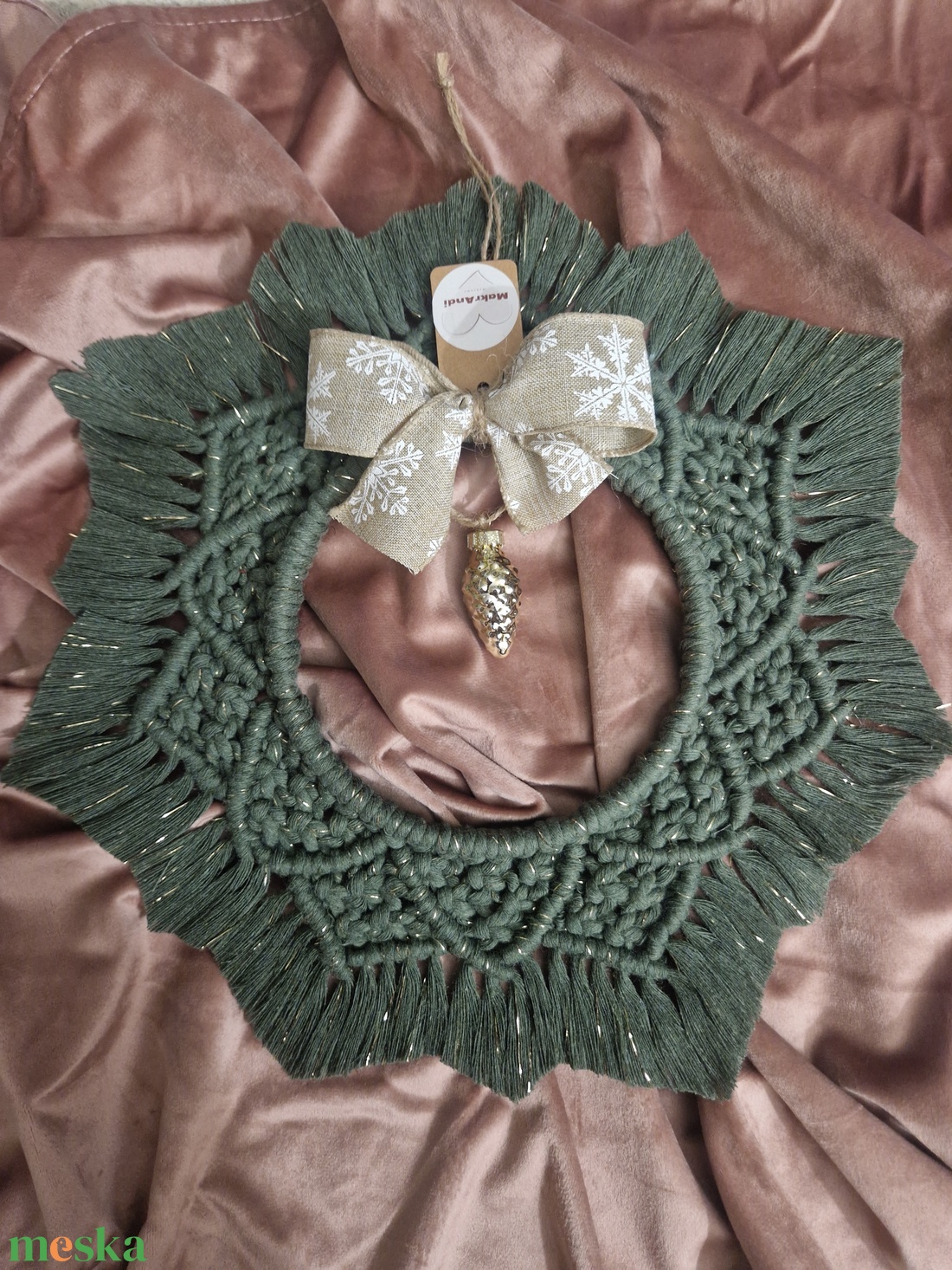 Ajtódísz masnival - karácsony - karácsonyi lakásdekoráció - karácsonyi ajtódíszek - Meska.hu