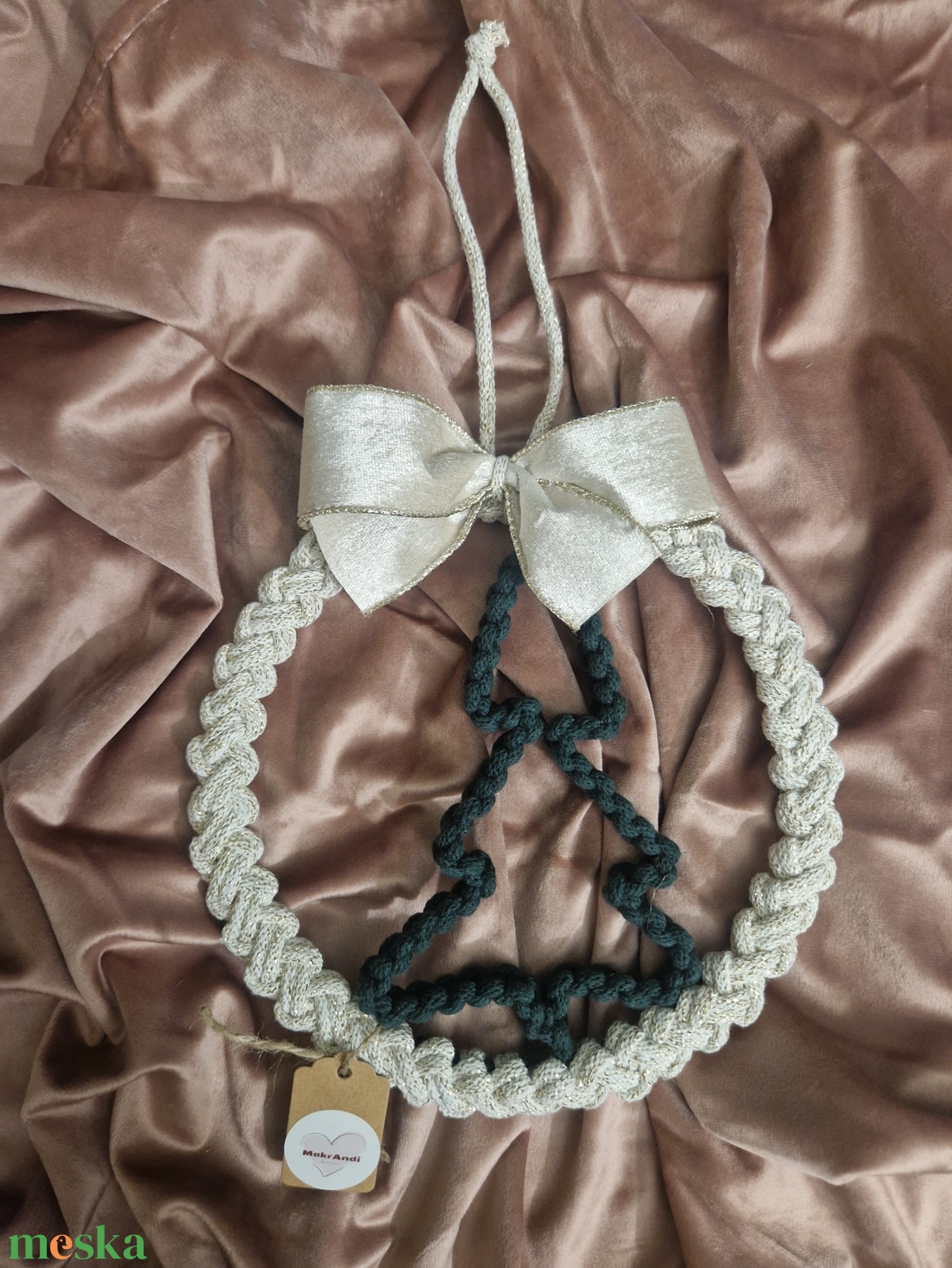 Ajtódísz masnival - karácsony - karácsonyi lakásdekoráció - karácsonyi ajtódíszek - Meska.hu