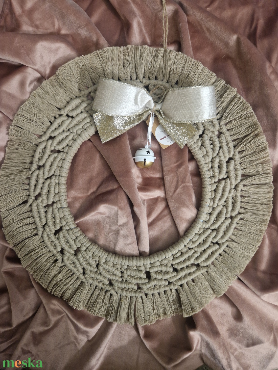 Ajtódísz makramé - karácsony - karácsonyi lakásdekoráció - karácsonyi ajtódíszek - Meska.hu