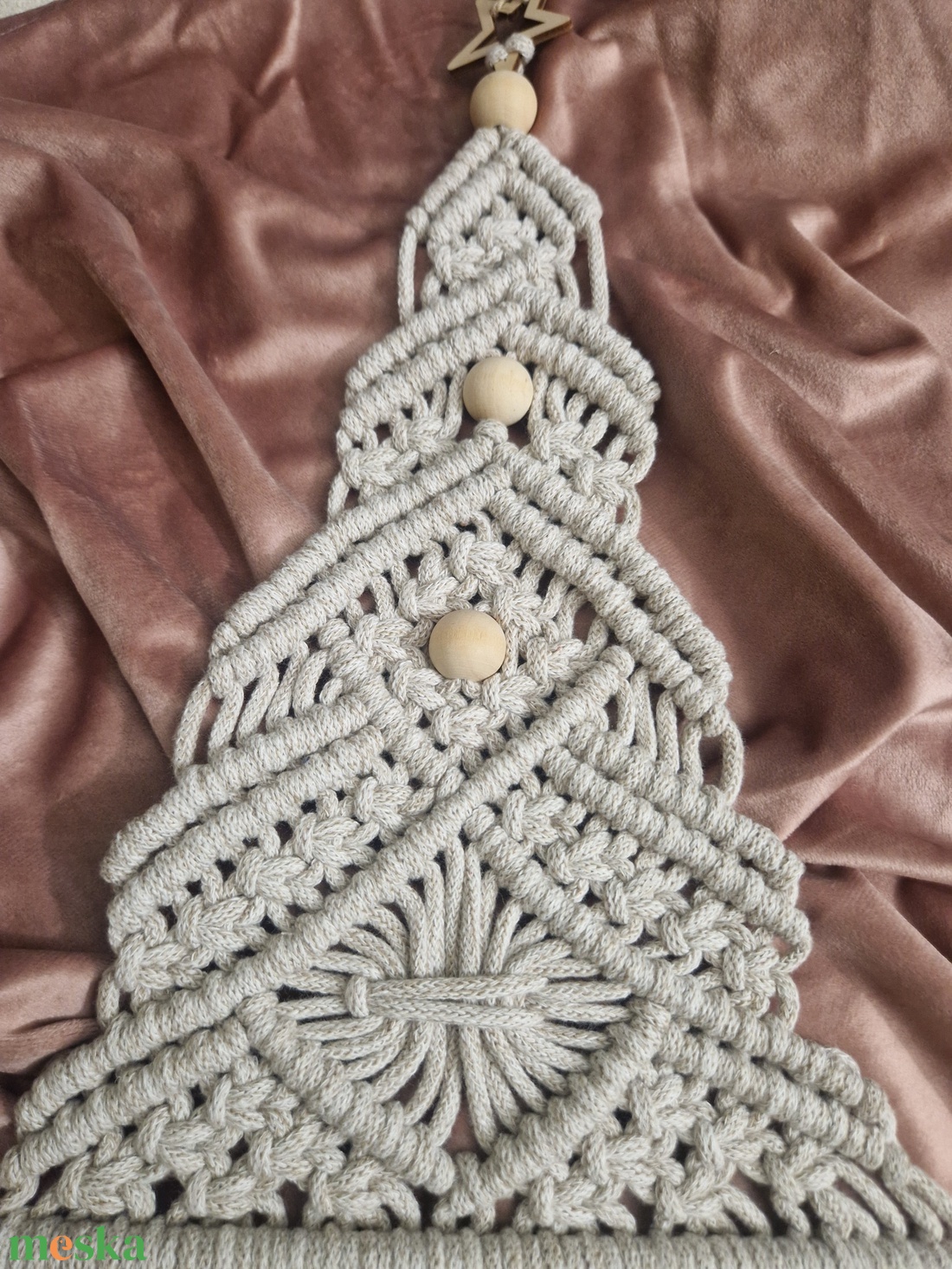 Ajtódísz makramé - karácsony - karácsonyi lakásdekoráció - karácsonyi ajtódíszek - Meska.hu