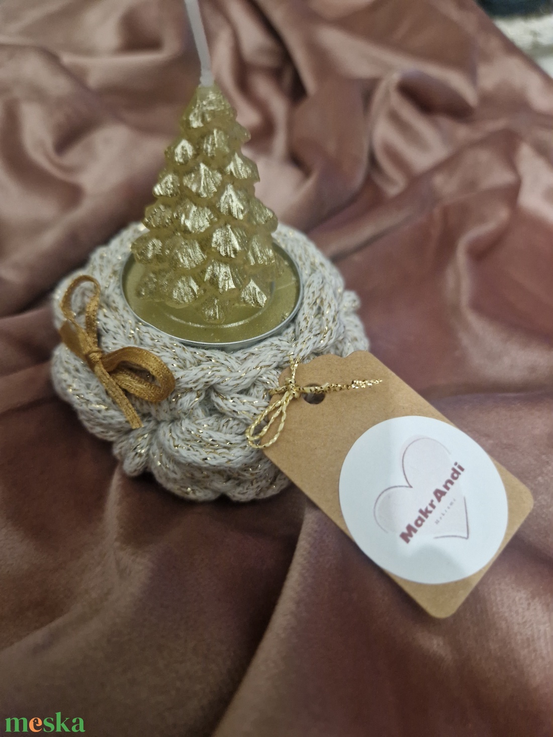 hópihe disz és gyertyatartó, gyertyával - karácsony - karácsonyi lakásdekoráció - karácsonyi lakásdíszek - Meska.hu