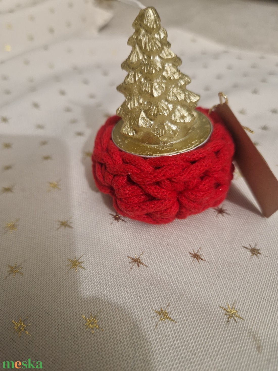 hópihe disz és gyertyatartó, gyertyával - karácsony - karácsonyi lakásdekoráció - karácsonyi lakásdíszek - Meska.hu