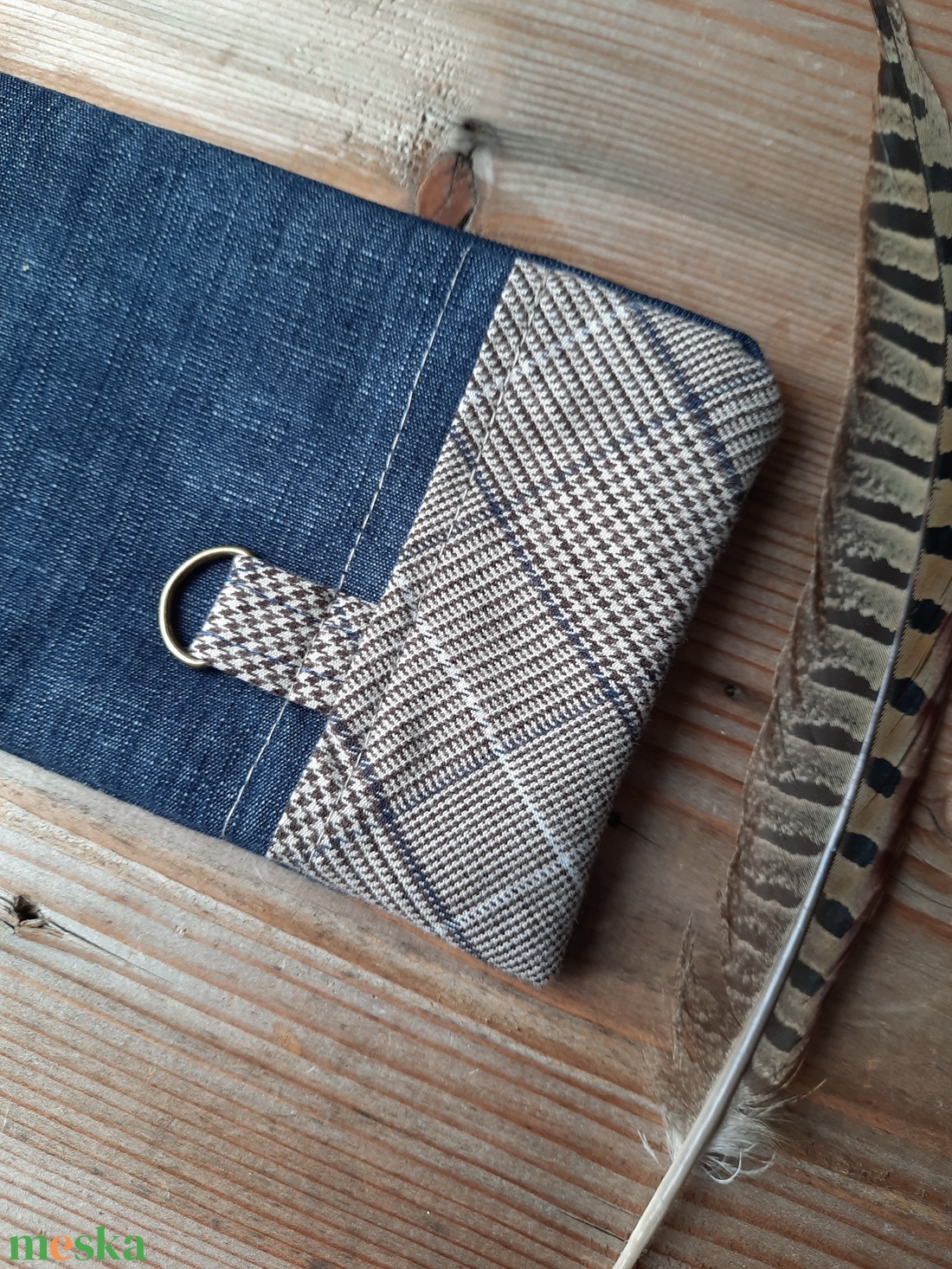 Farmer és szövet textil tolltartó, minimál cipzáros neszesszer, telefontok újrahasznosított farmerból - táska & tok - neszesszer - Meska.hu