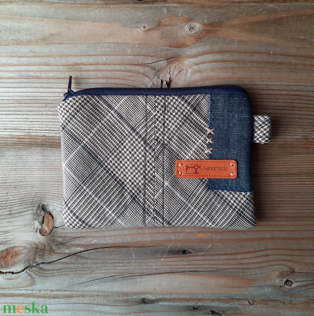 Apró cipzáros textil neszesszer, farmer és szövet pénztárca - táska & tok - pénztárca & más tok - aprópénztartó - Meska.hu