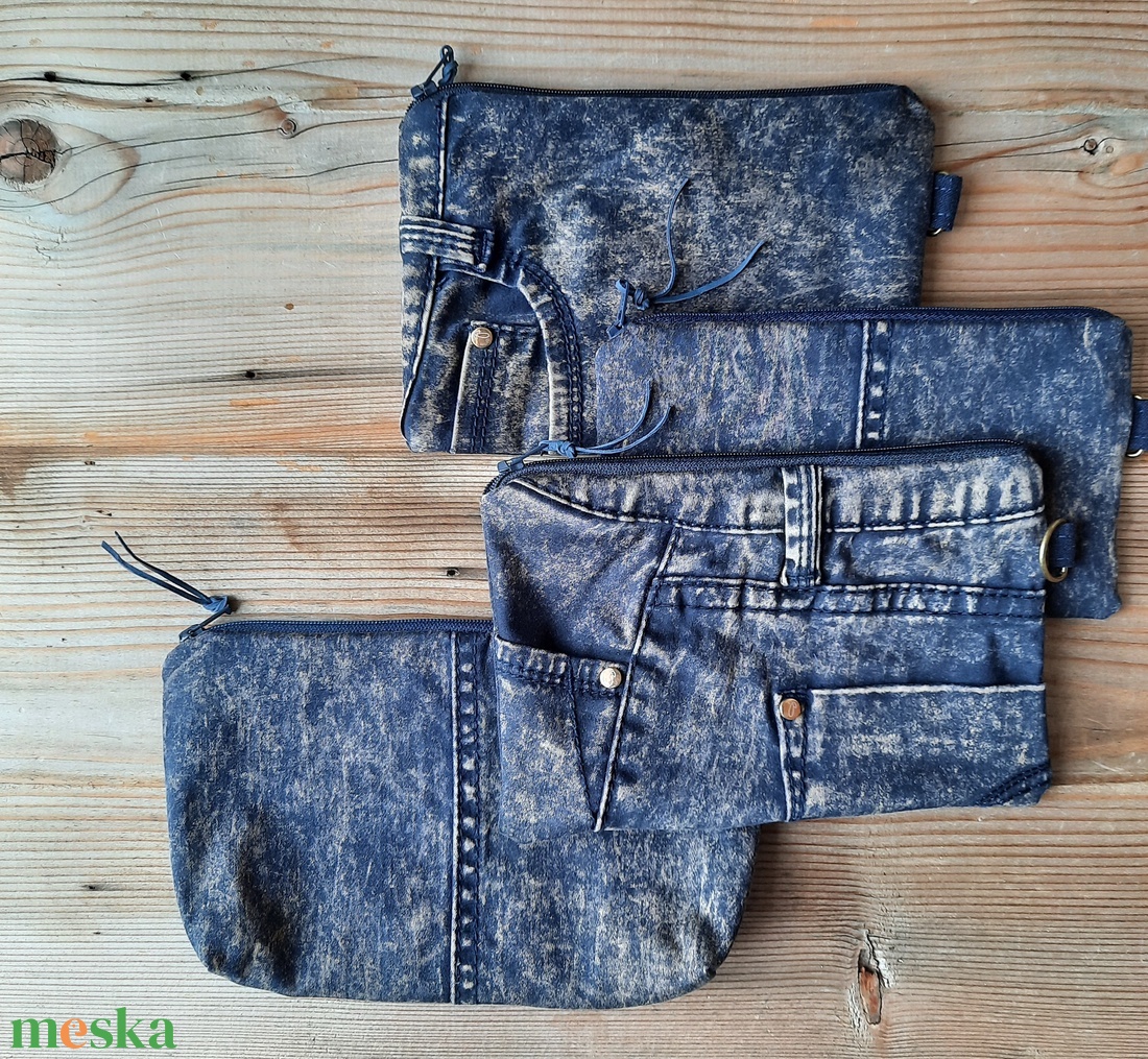 Régi farmer új élete : sötétkék farmer neszesszer, irattartó , textil pénztárca újrahasznosított farmerból, szemüvegtok - táska & tok - neszesszer - Meska.hu