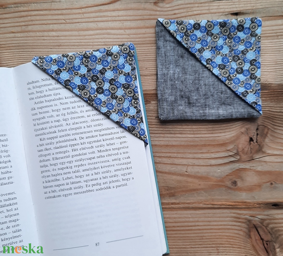 Könyvjelző sarok textil farmer kék - könyv & zene - könyvjelző - Meska.hu