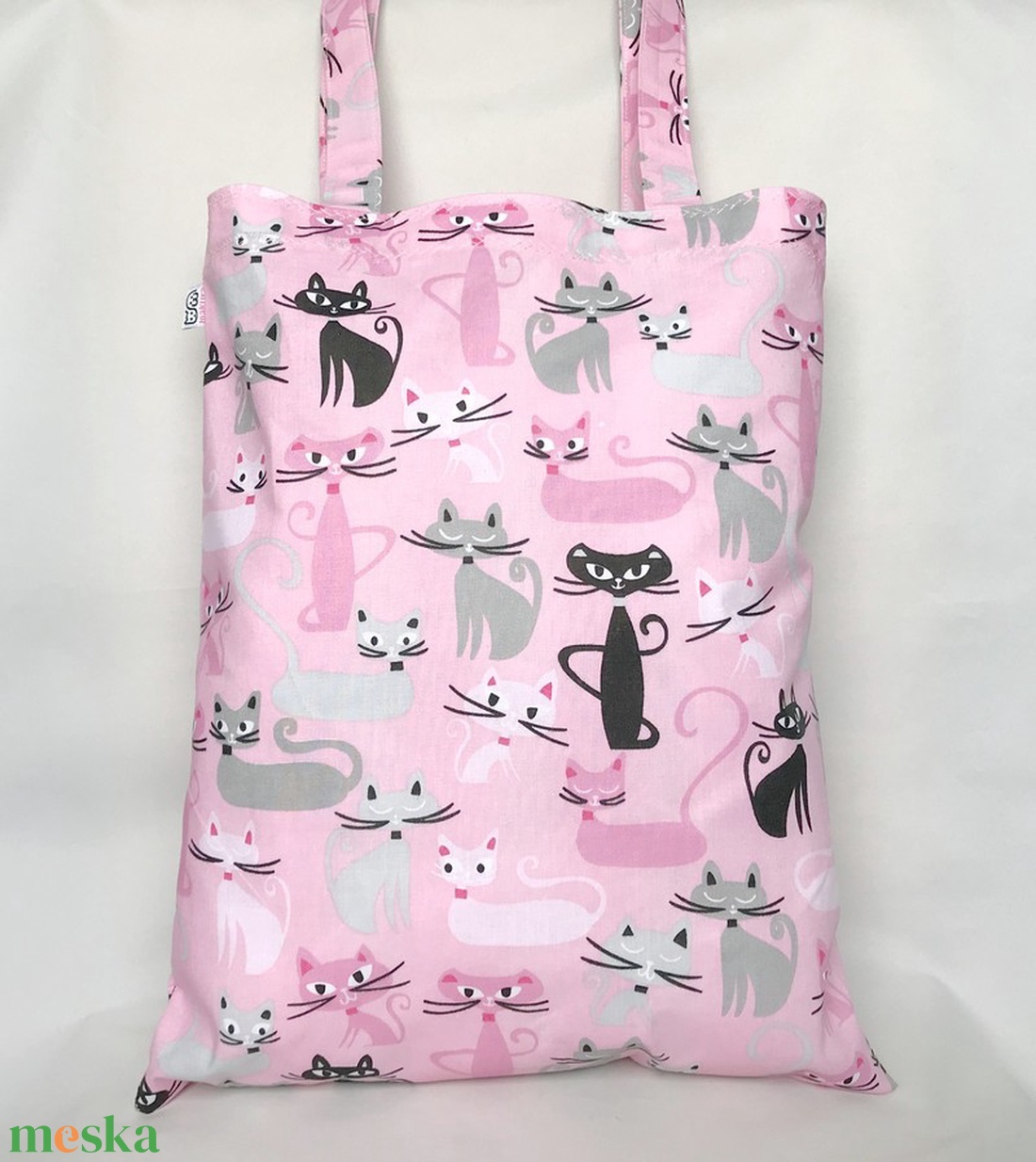 Miau Cicás Szatyor Rózsaszín - táska & tok - bevásárlás & shopper táska - shopper, textiltáska, szatyor - Meska.hu