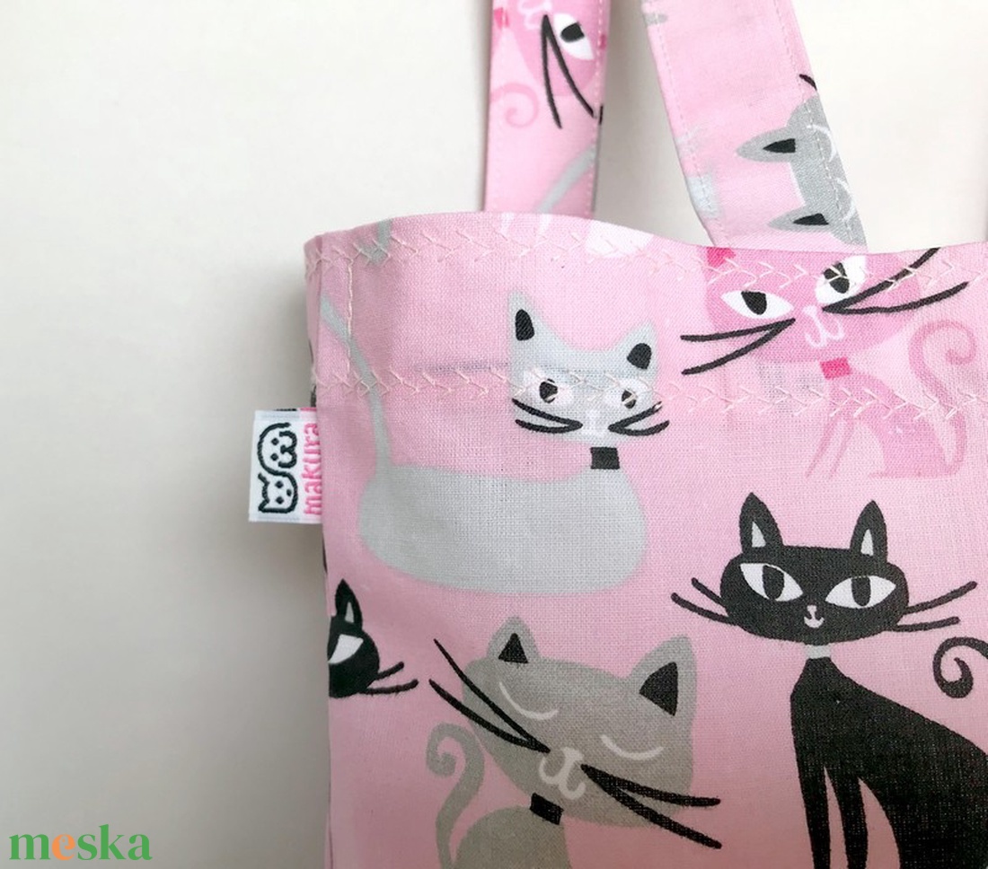 Miau Cicás Szatyor Rózsaszín - táska & tok - bevásárlás & shopper táska - shopper, textiltáska, szatyor - Meska.hu