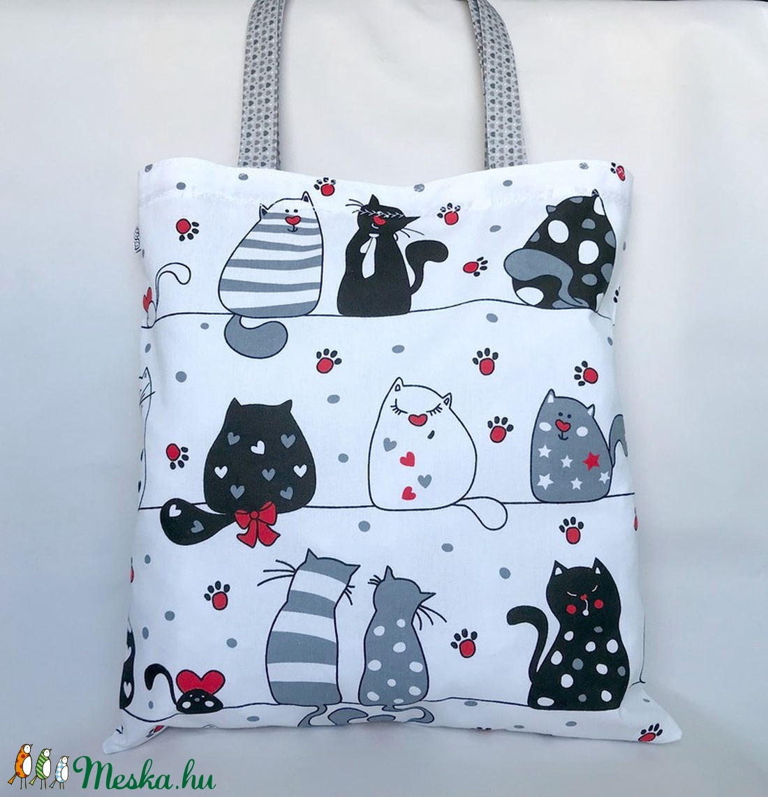 Piros Tappancs Cicás Szatyor - táska & tok - bevásárlás & shopper táska - shopper, textiltáska, szatyor - Meska.hu Piros Tappancs Cicás Szatyor - táska & tok - bevásárlás & shopper táska - shopper, textiltáska, szatyor - Meska.hu