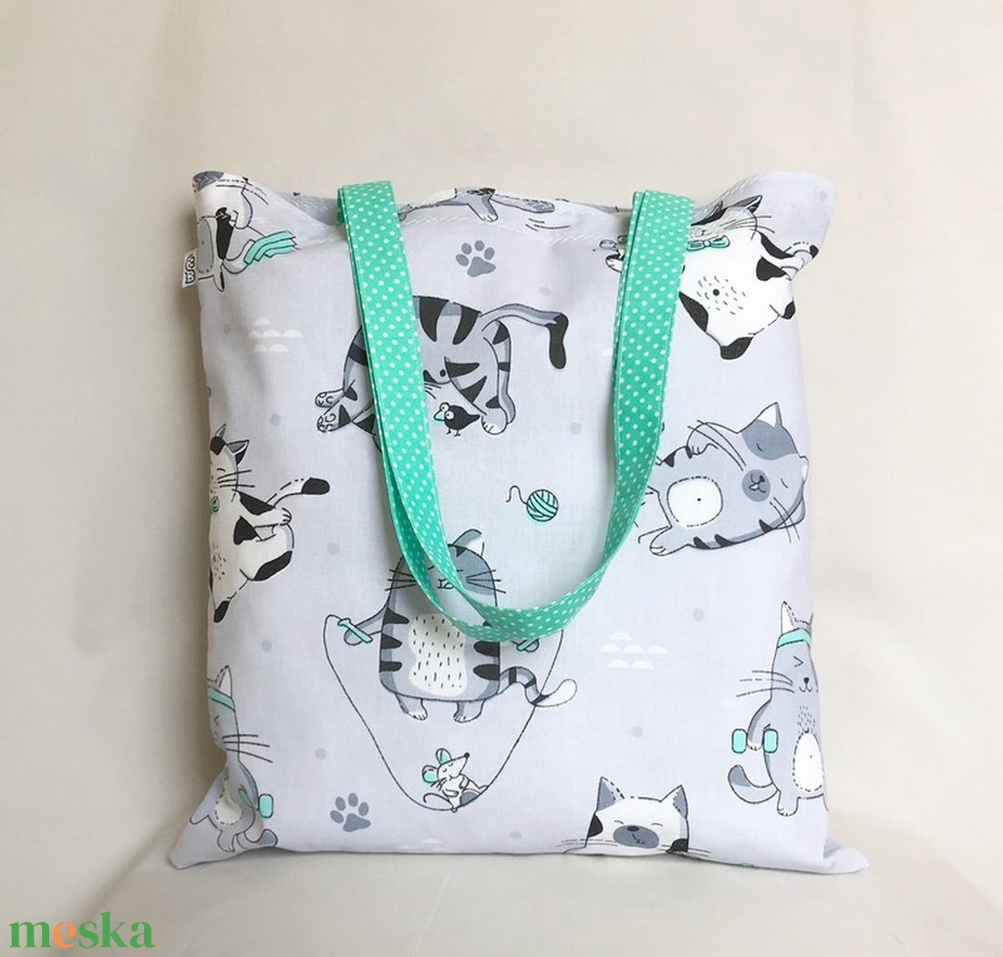 Fitt Macska Cica Mintás Szatyor - táska & tok - bevásárlás & shopper táska - shopper, textiltáska, szatyor - Meska.hu