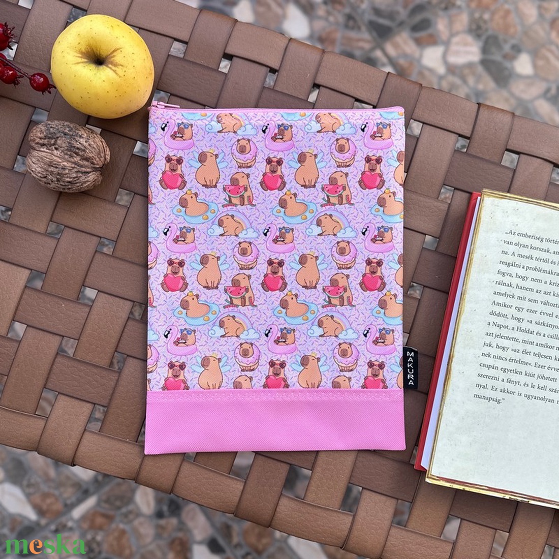 Cipzáras Könyvtok Neszesszer Rózsaszín Rózsaszín Kapibarák - táska & tok - neszesszer - Meska.hu