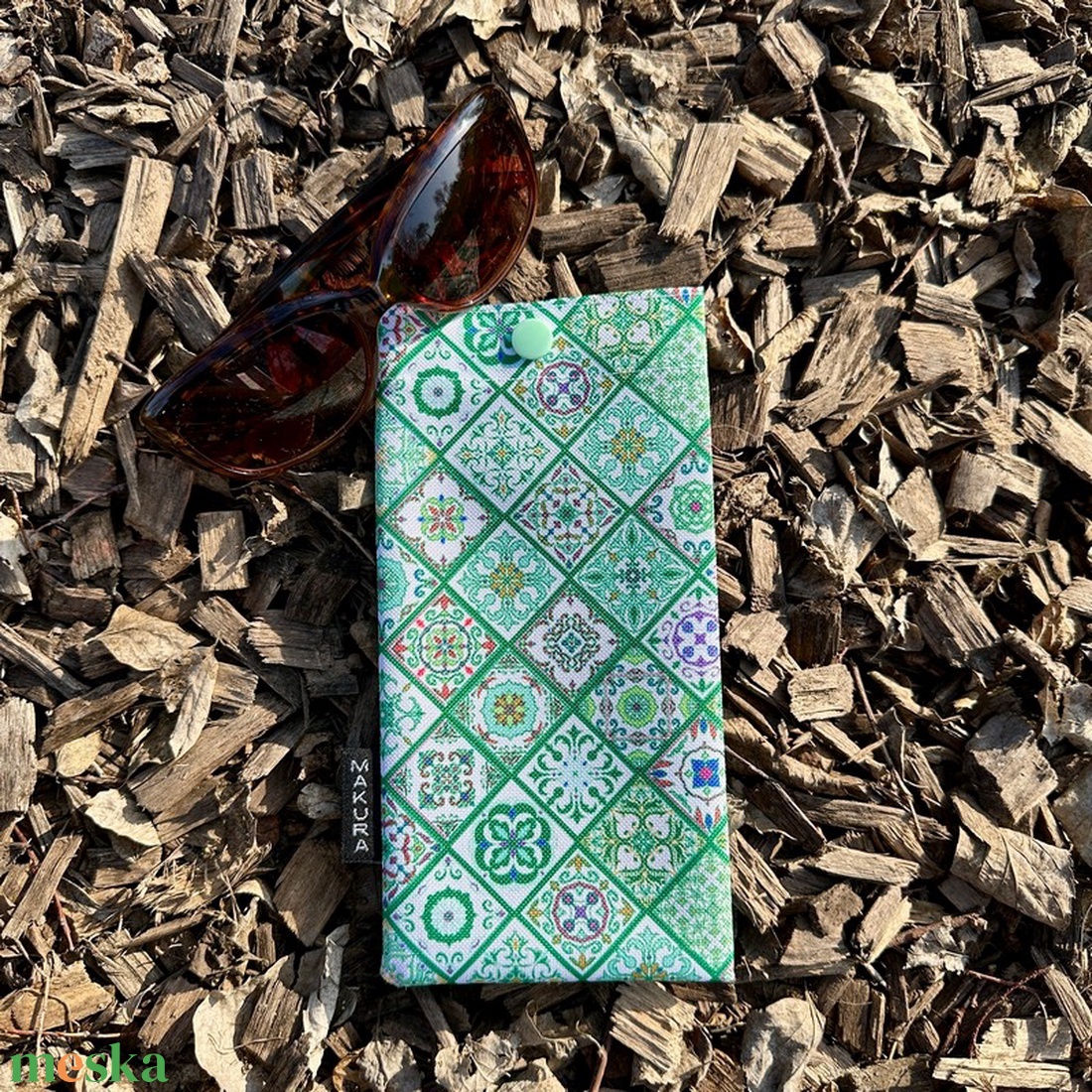 Szemüvegtok Zöld Csempe Minta - táska & tok - pénztárca & más tok - szemüvegtok - Meska.hu