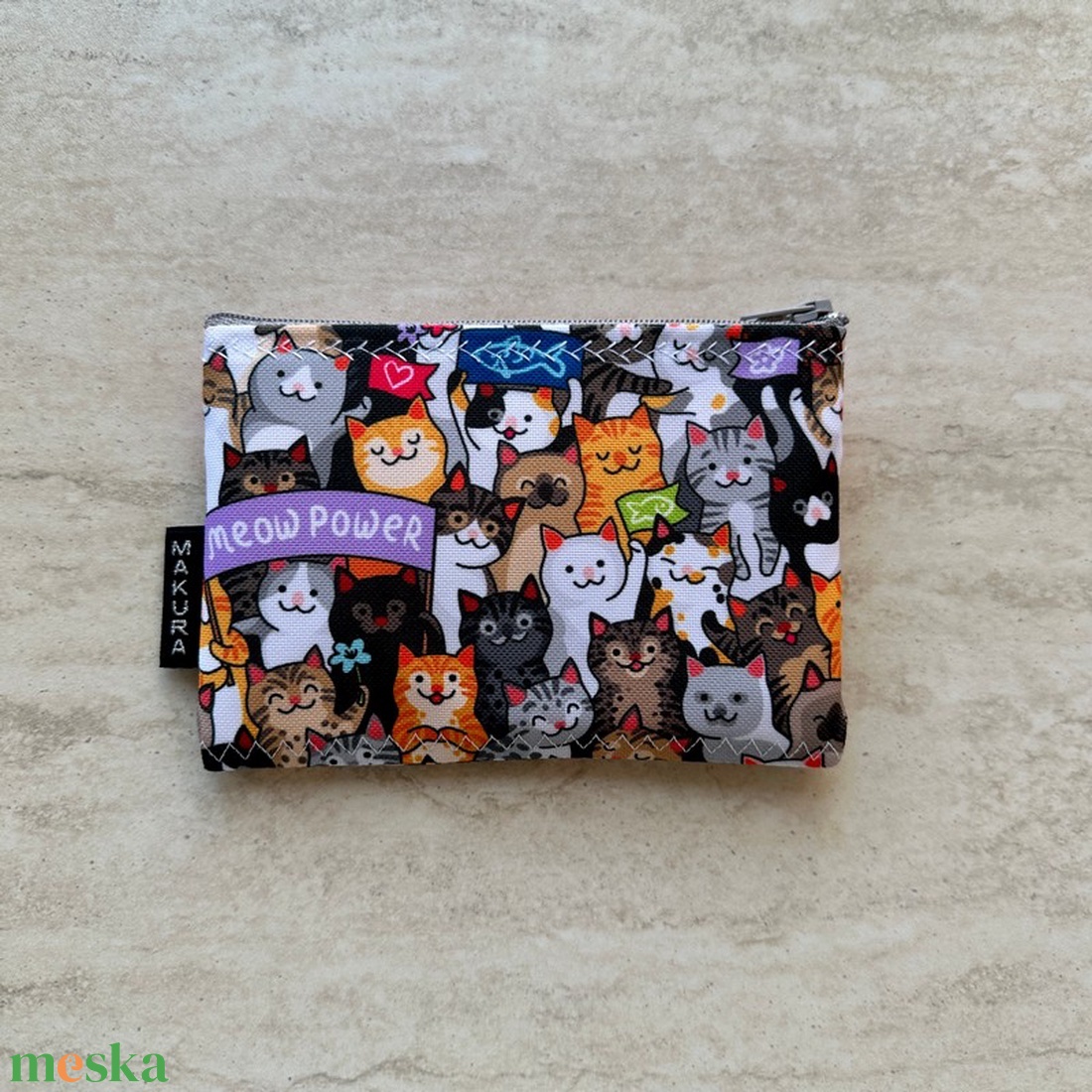 Kétrekeszes Vízálló Textil Pénztárca és Kártyatartó Neszesszer Cicaparádé - táska & tok - neszesszer - Meska.hu