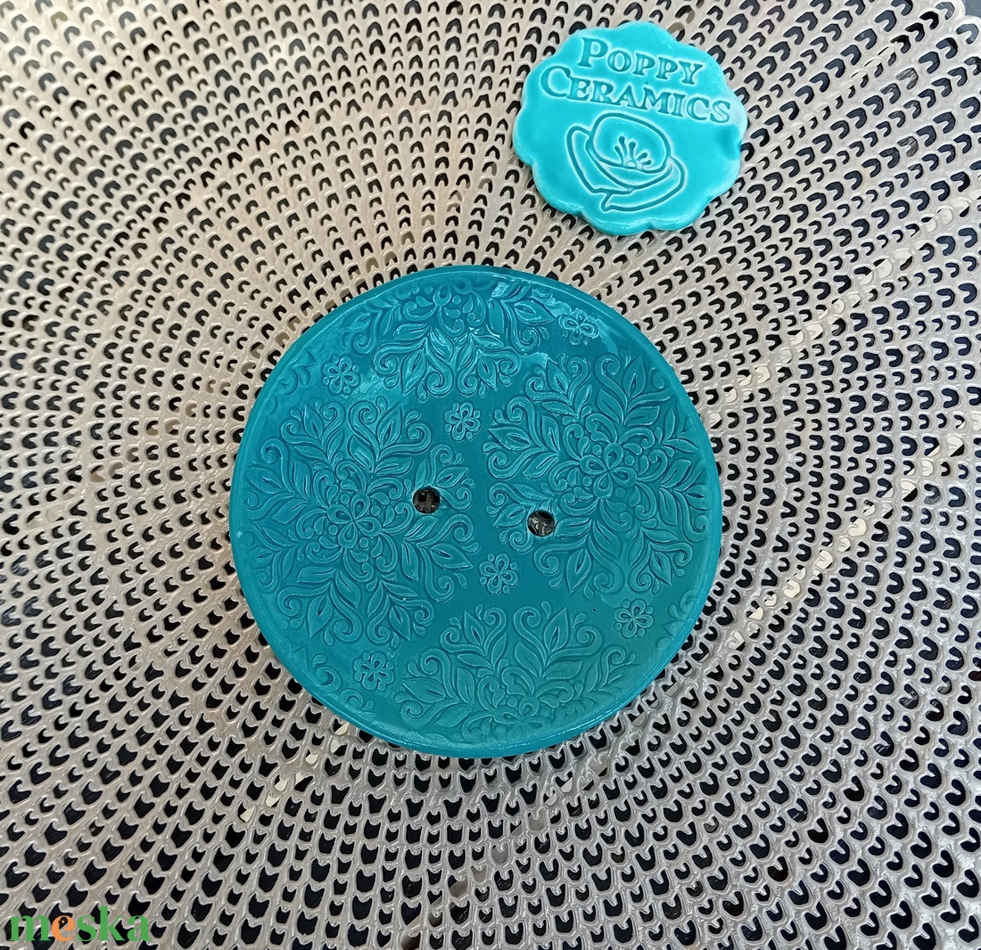 Mandala mintás kerámia szappantartó, türkizzöld - otthon & életmód - fürdőszoba - szappantartó - Meska.hu