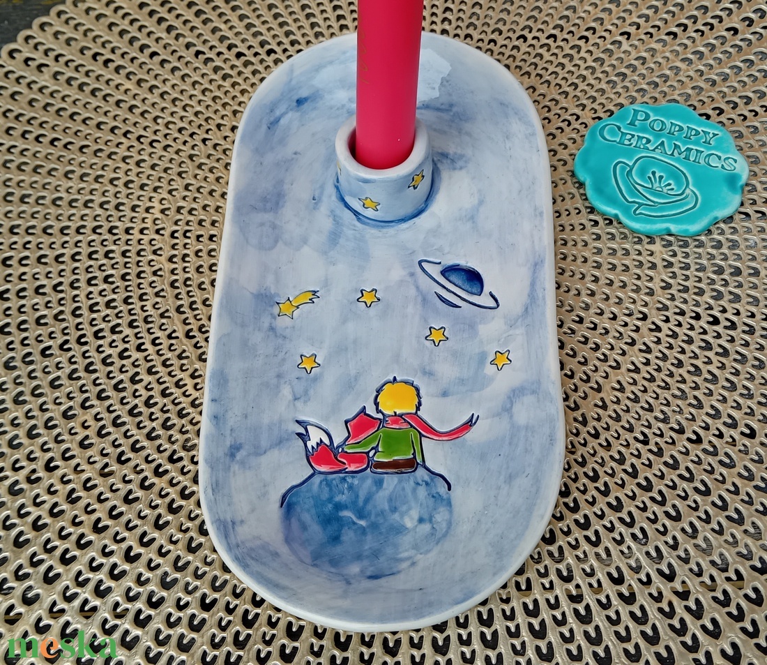 Kis herceg mintás kerámia gyertyatartós tál - karácsony - adventi díszek - adventi asztaldísz - Meska.hu