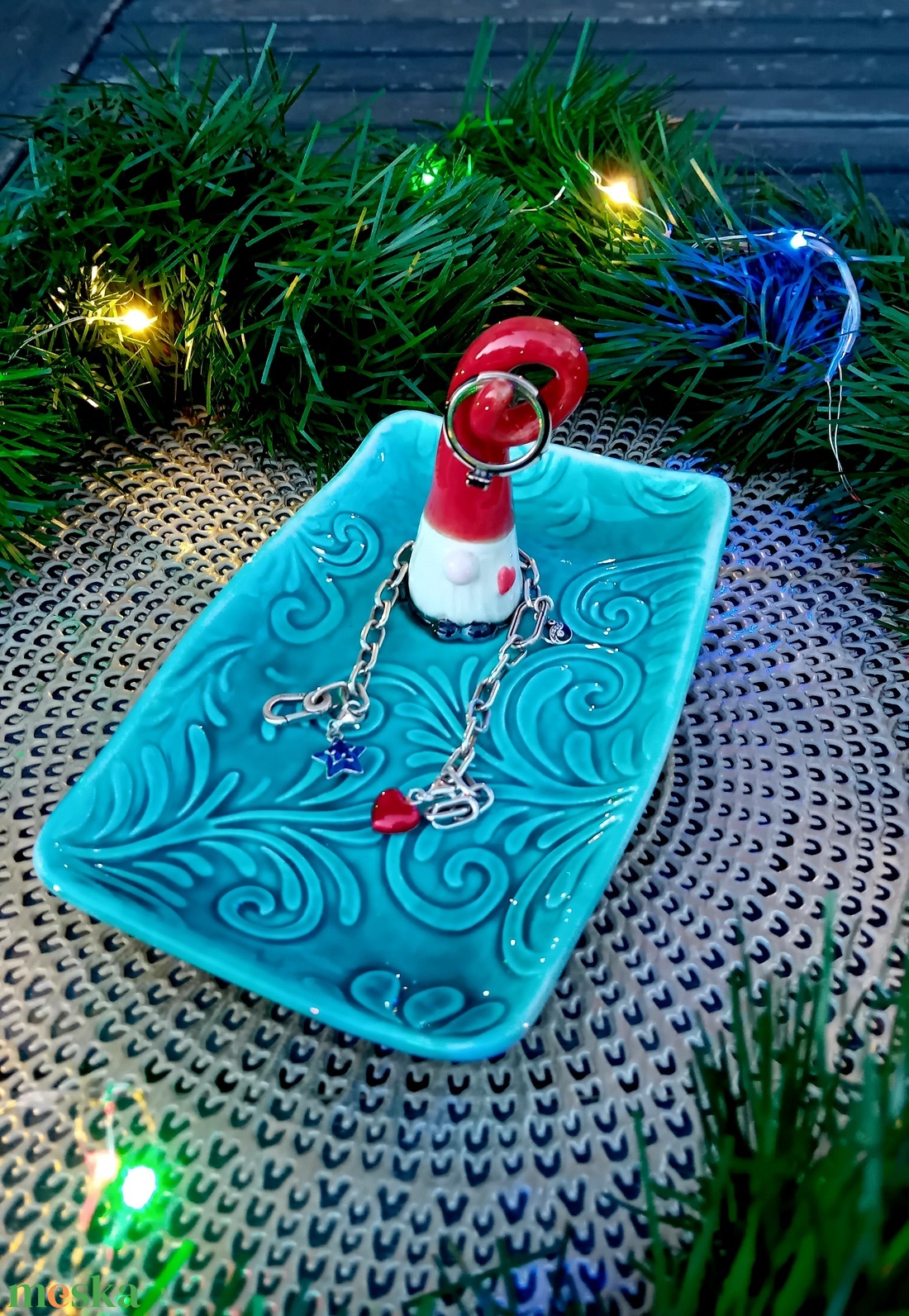 Manós kerámia tál, szögletes - esküvő - dekoráció - asztaldísz - Meska.hu