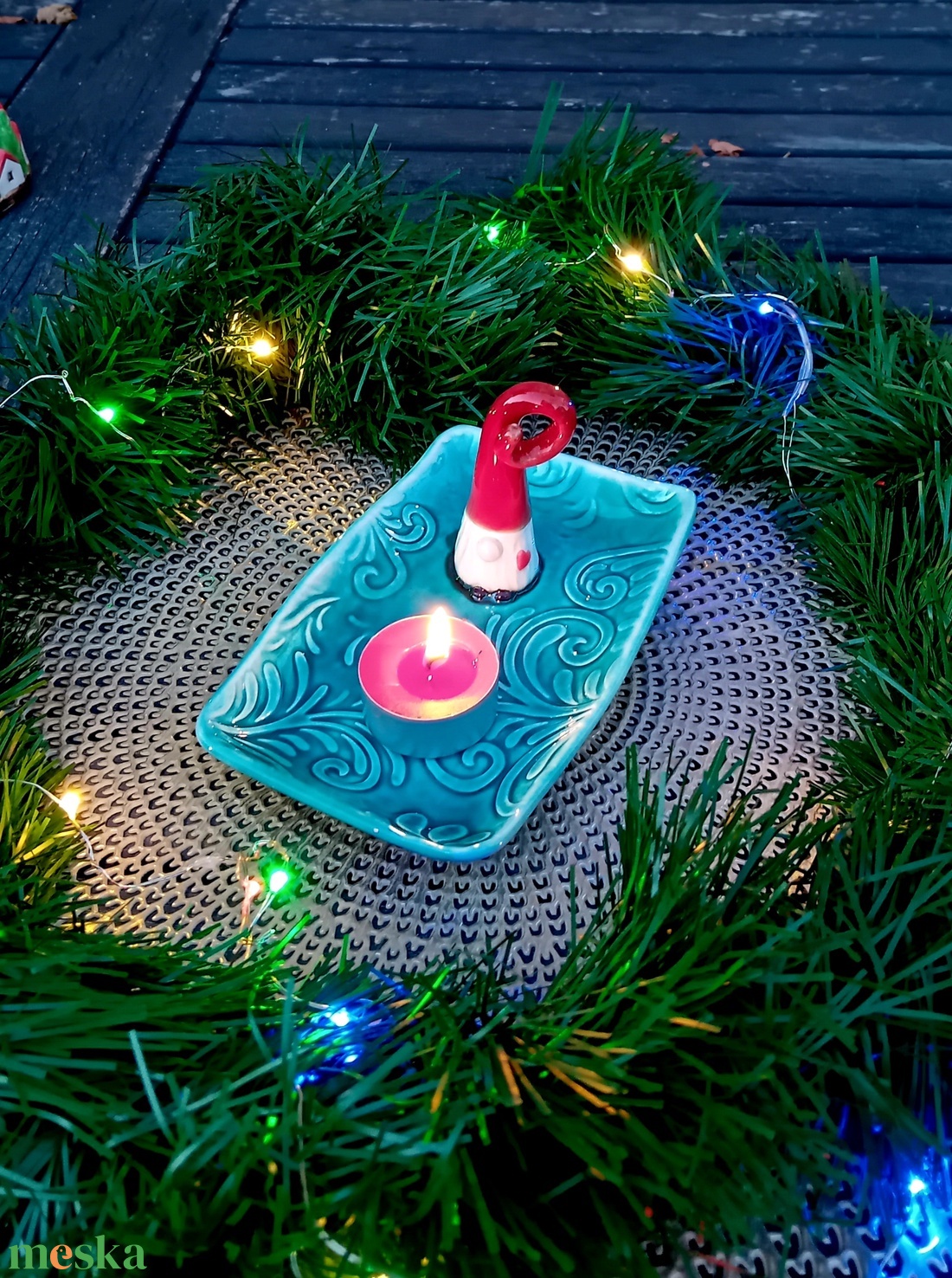 Manós kerámia tál, szögletes - esküvő - dekoráció - asztaldísz - Meska.hu