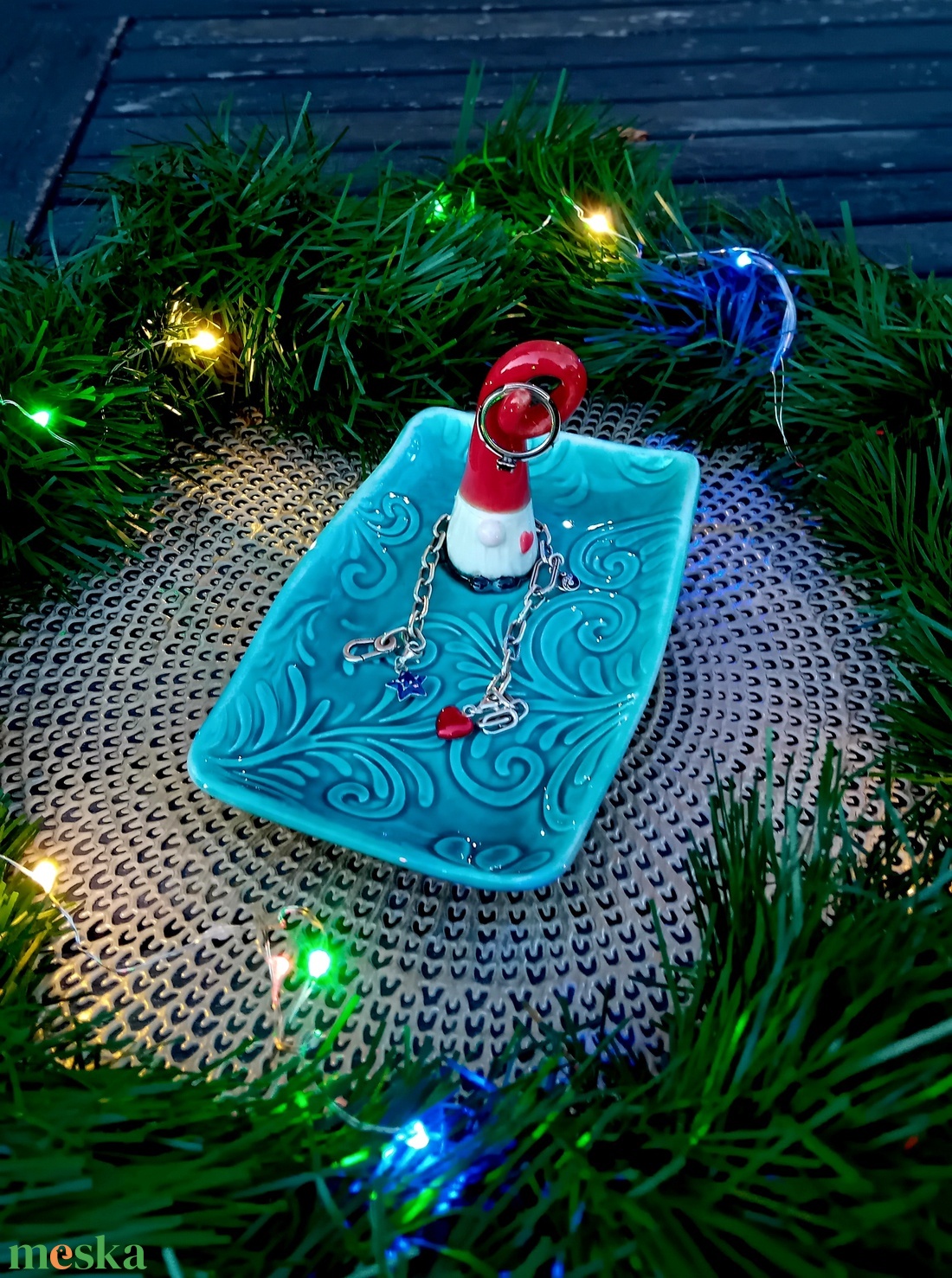 Manós kerámia tál, szögletes - esküvő - dekoráció - asztaldísz - Meska.hu