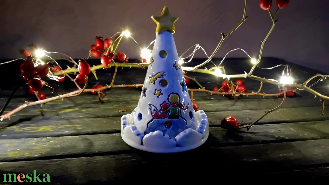 Róka és herceg mintás kerámia mécsestartó - karácsony - adventi díszek - adventi asztaldísz - Meska.hu