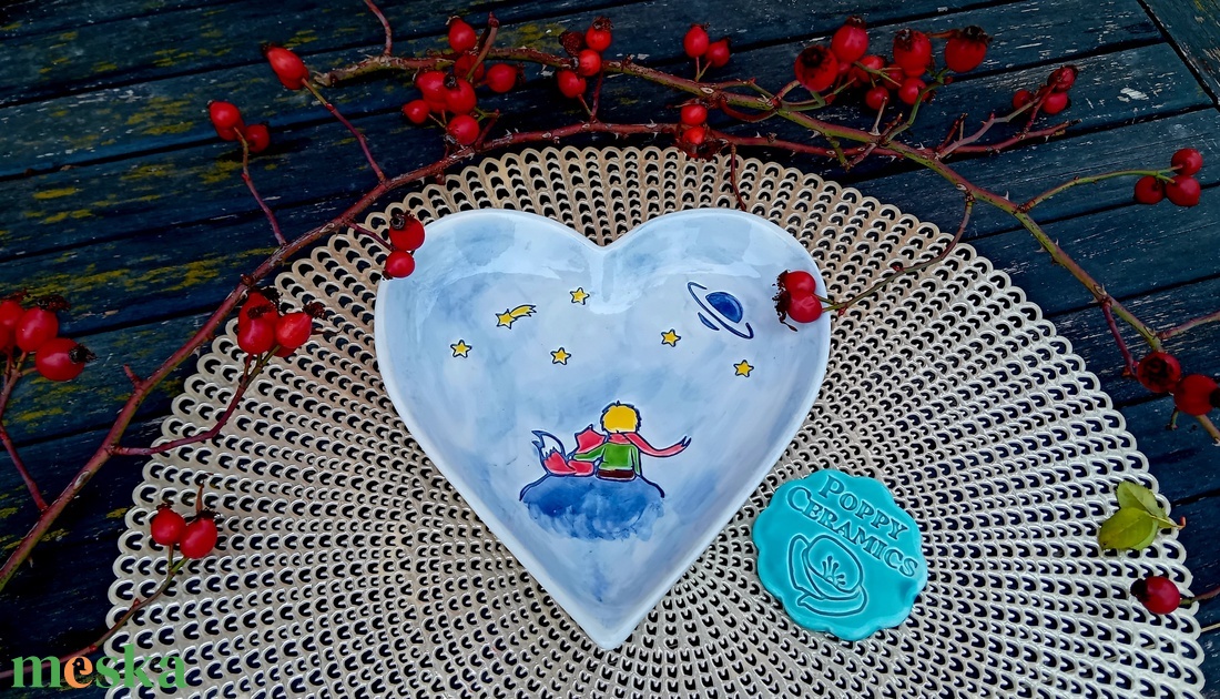 Róka és szőke herceg mintás kerámia tál - esküvő - dekoráció - asztaldísz - Meska.hu