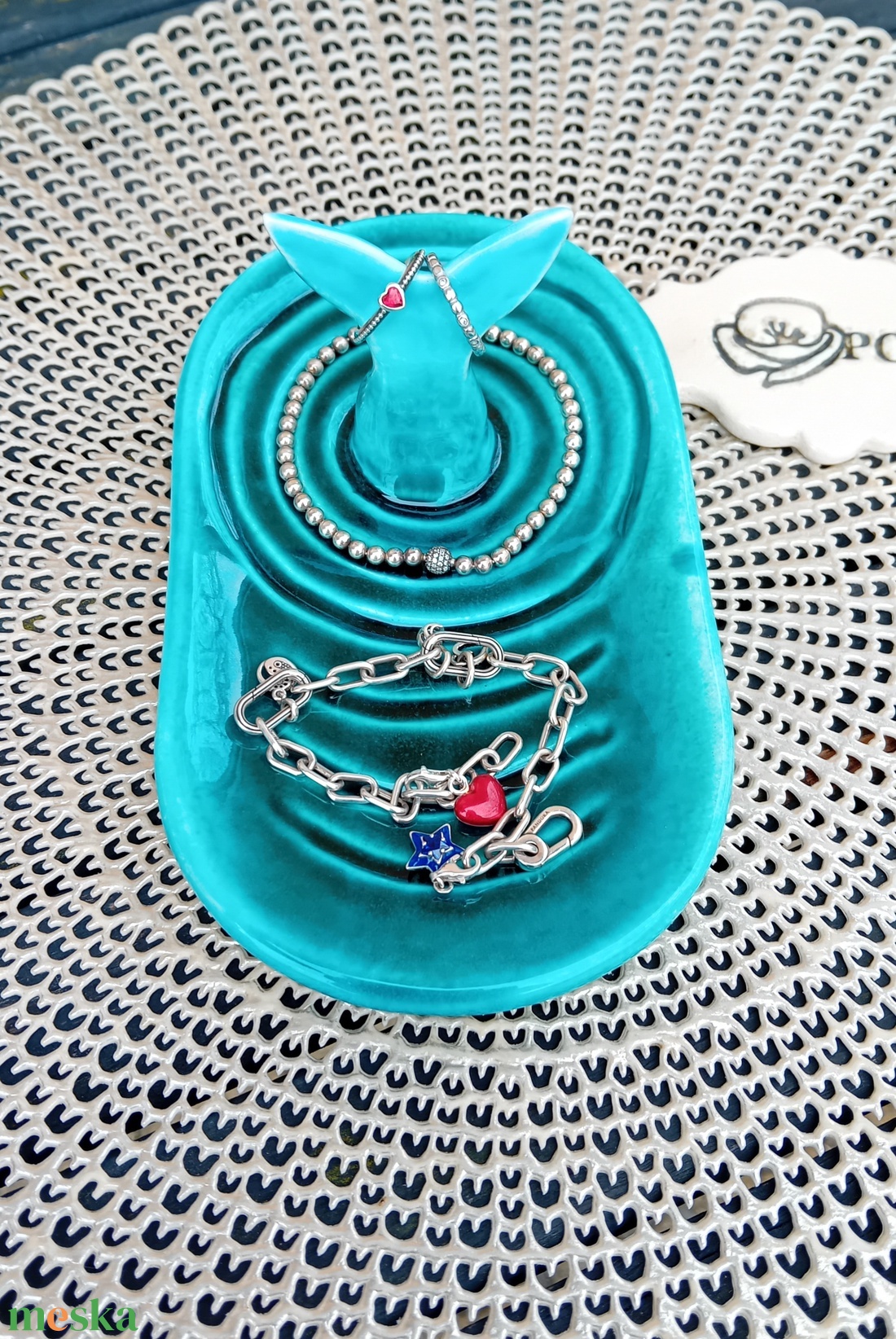 Ékszer tartó kerámia tál, türkiz - ékszer - ékszertartó - ékszertartó tál - Meska.hu