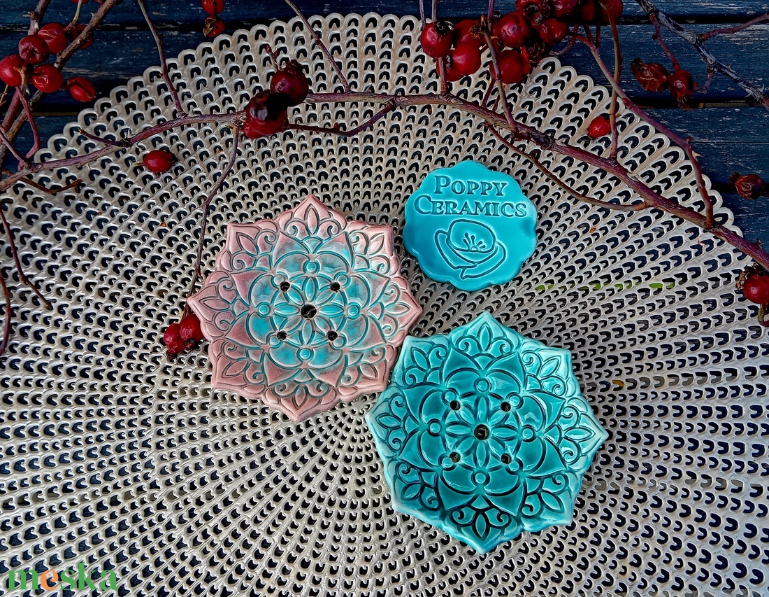 Mandala mintás  kerámia szappantartó,  több szín - otthon & életmód - fürdőszoba - szappantartó - Meska.hu