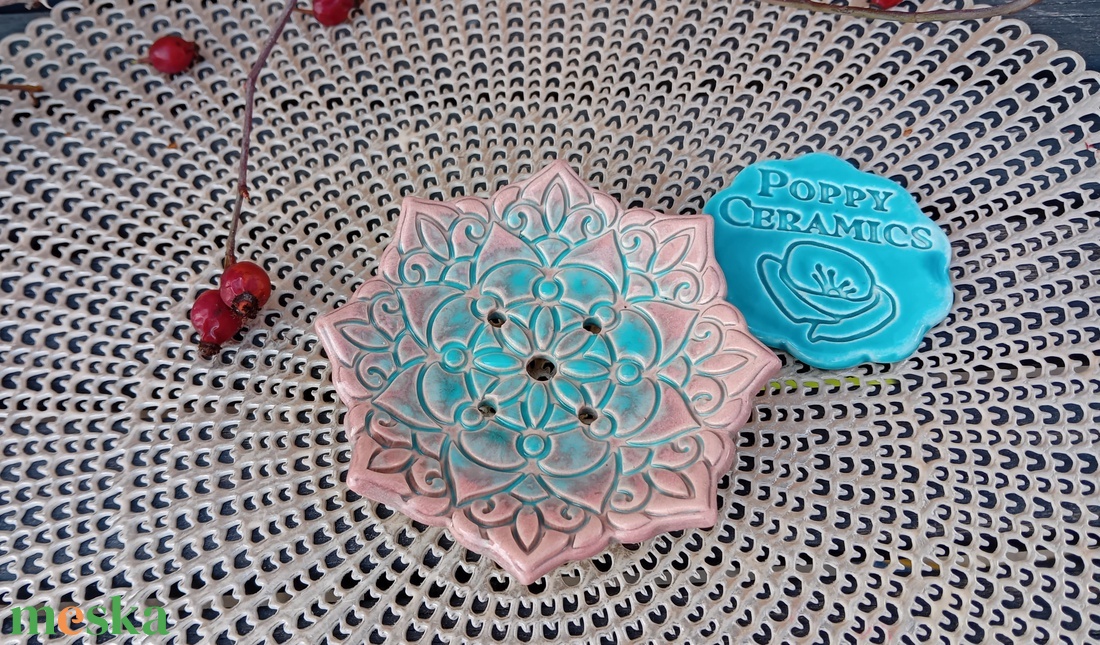 Mandala mintás  kerámia szappantartó,  több szín - otthon & életmód - fürdőszoba - szappantartó - Meska.hu