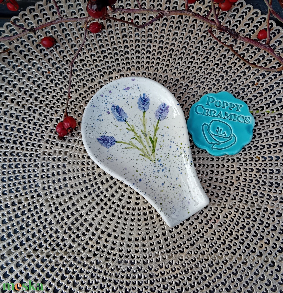 Levendula mintás kerámia fakanáltartó, lila - otthon & életmód - konyhafelszerelés, tálalás - sütés, főzés - fakanál & fakanáltartó - Meska.hu